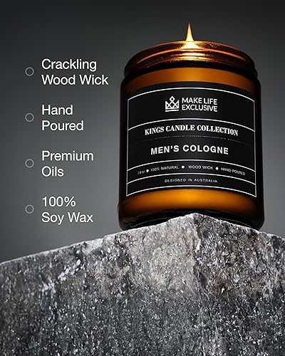 Miniatura 3 de Velas perfumadas para hombre, aroma a lavanda, mecha de madera, de larga duración, aromas masculinos, vela en tarro de soja natural para el hogar,