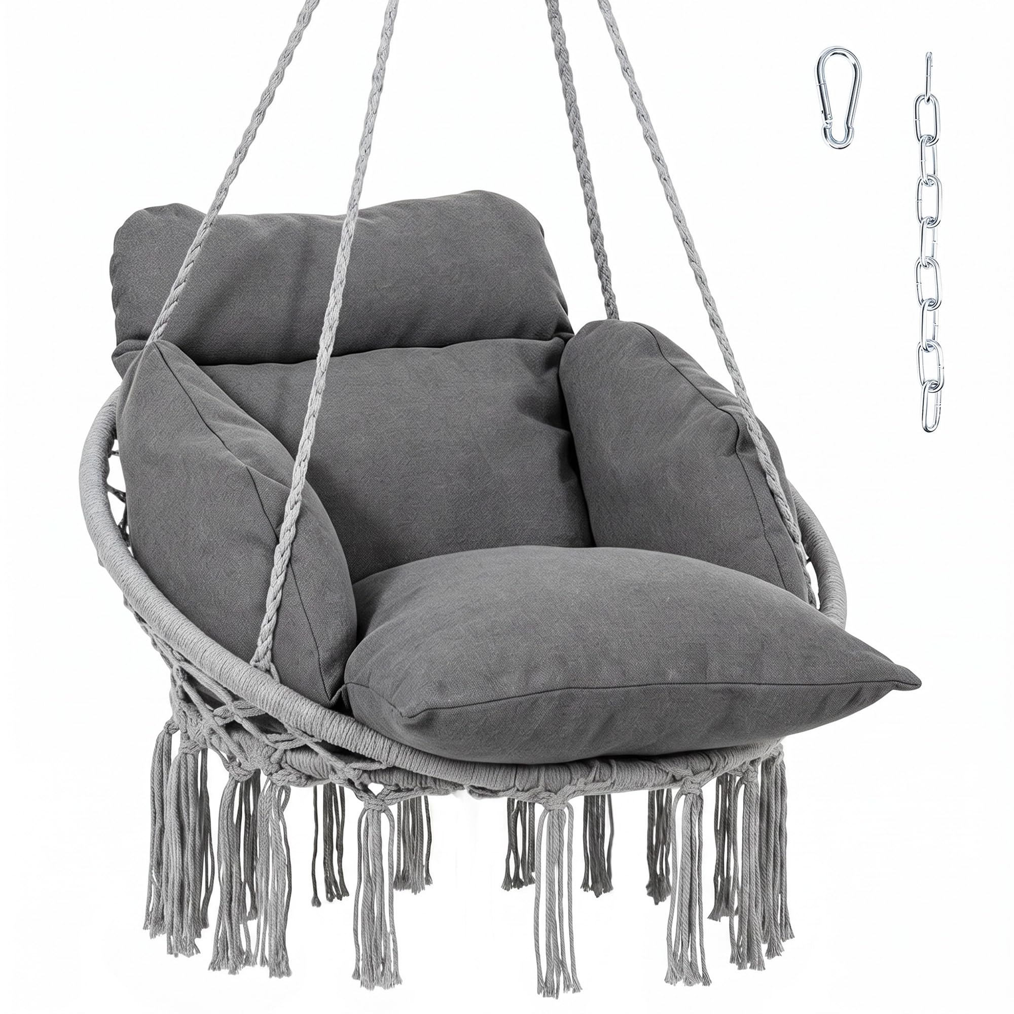Outsunny Large Hammock Chair - Dark Grey - Polyester/Cotton