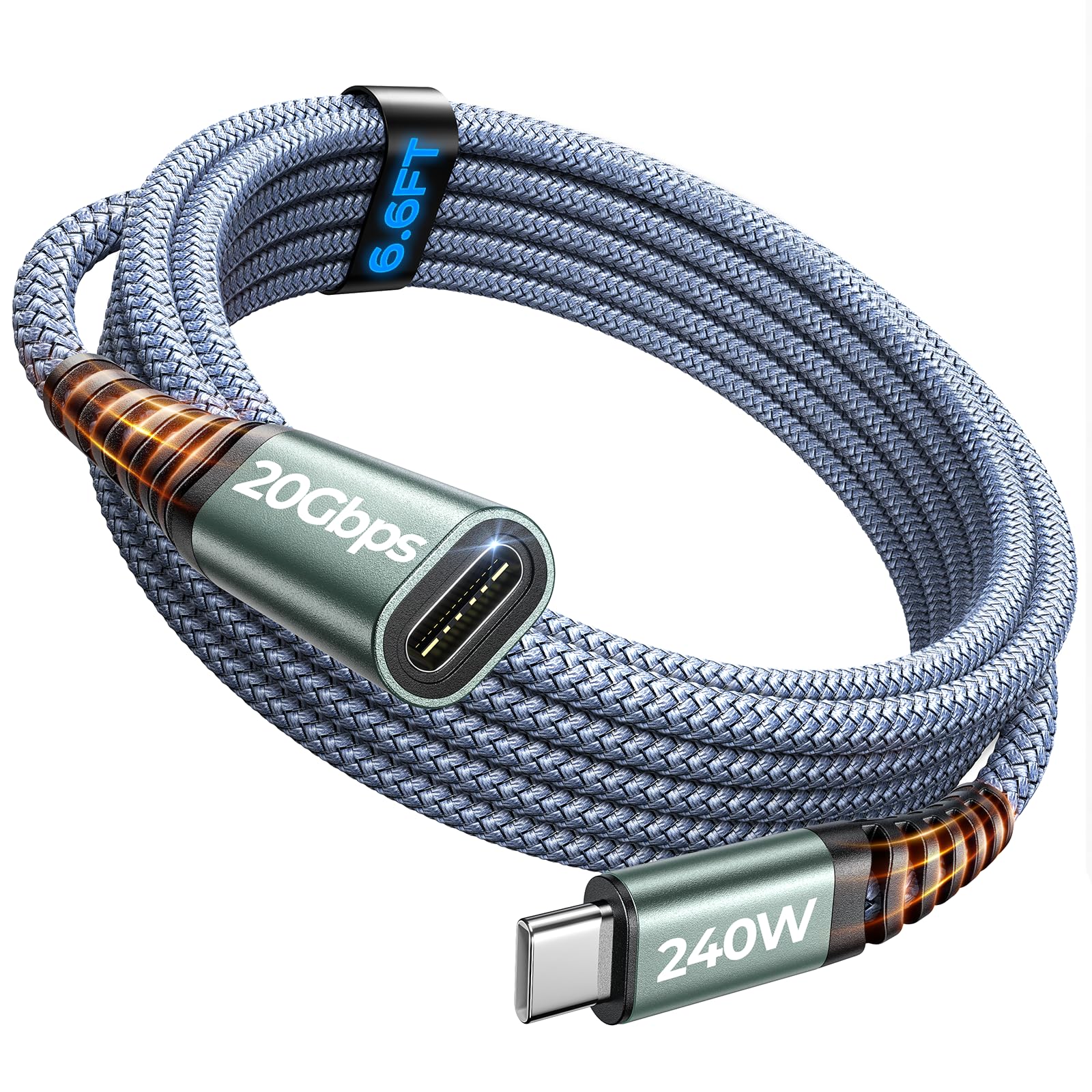AINOPE USB C Extension Cable 6.6FT/ 20Gbps / 240W Fast Charging & Sync, 4K@60Hz USB 3.2 Male to Female Extender Cable for PSVR2, Hub, MacBook, Magsafe Charger, Phone & More