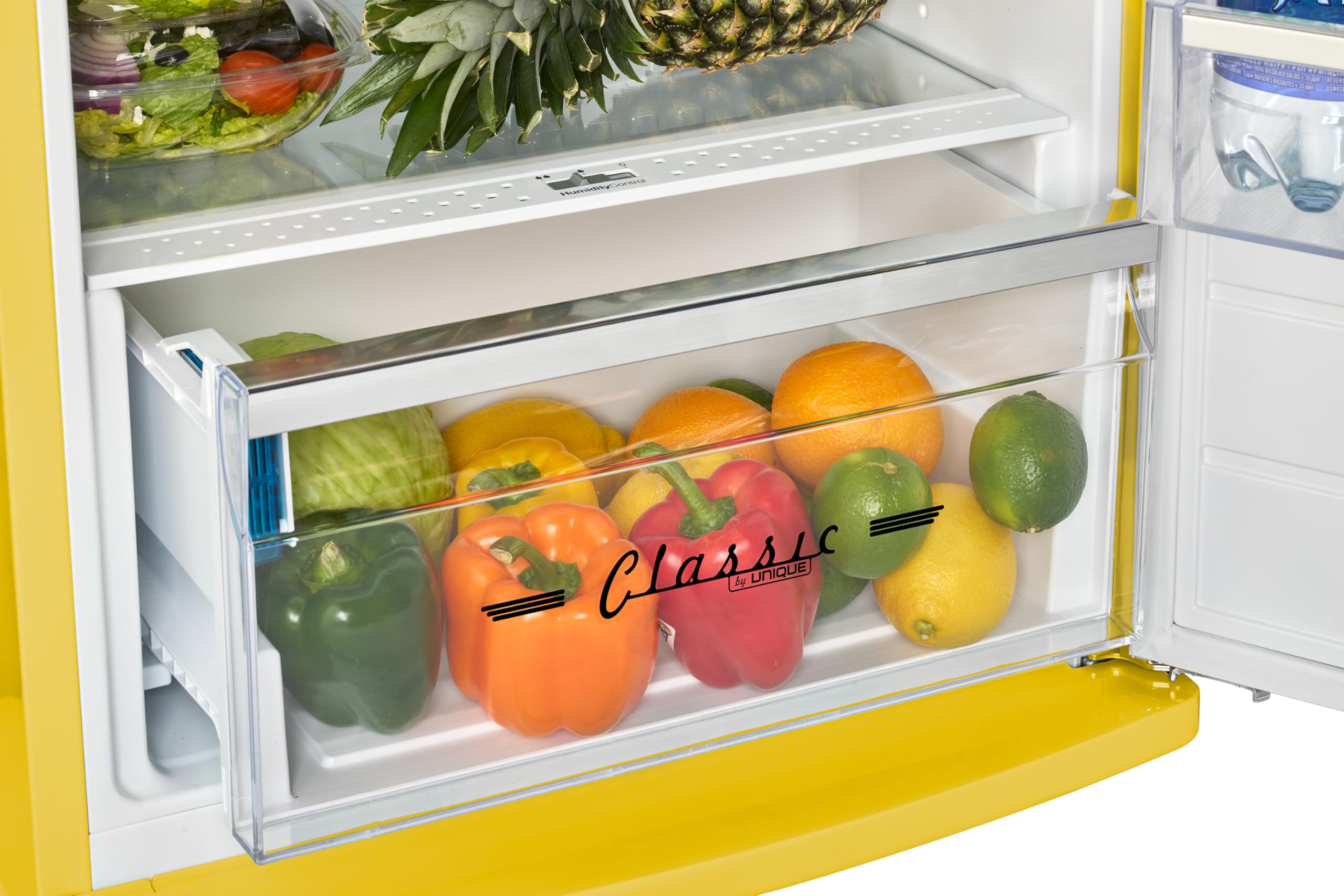 Unique Appliances Classic Retro 11 Cu.Ft. Top Freezer Refrigerator - Canary Yellow on Fridge.com - View 6