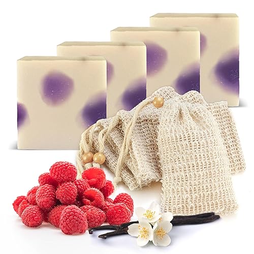 Barra de jabón natural con bolsa de sisal, juego de barra de jabón artesanal vegano para mujeres, jabón corporal en bolsa de jabón, jabones de baño