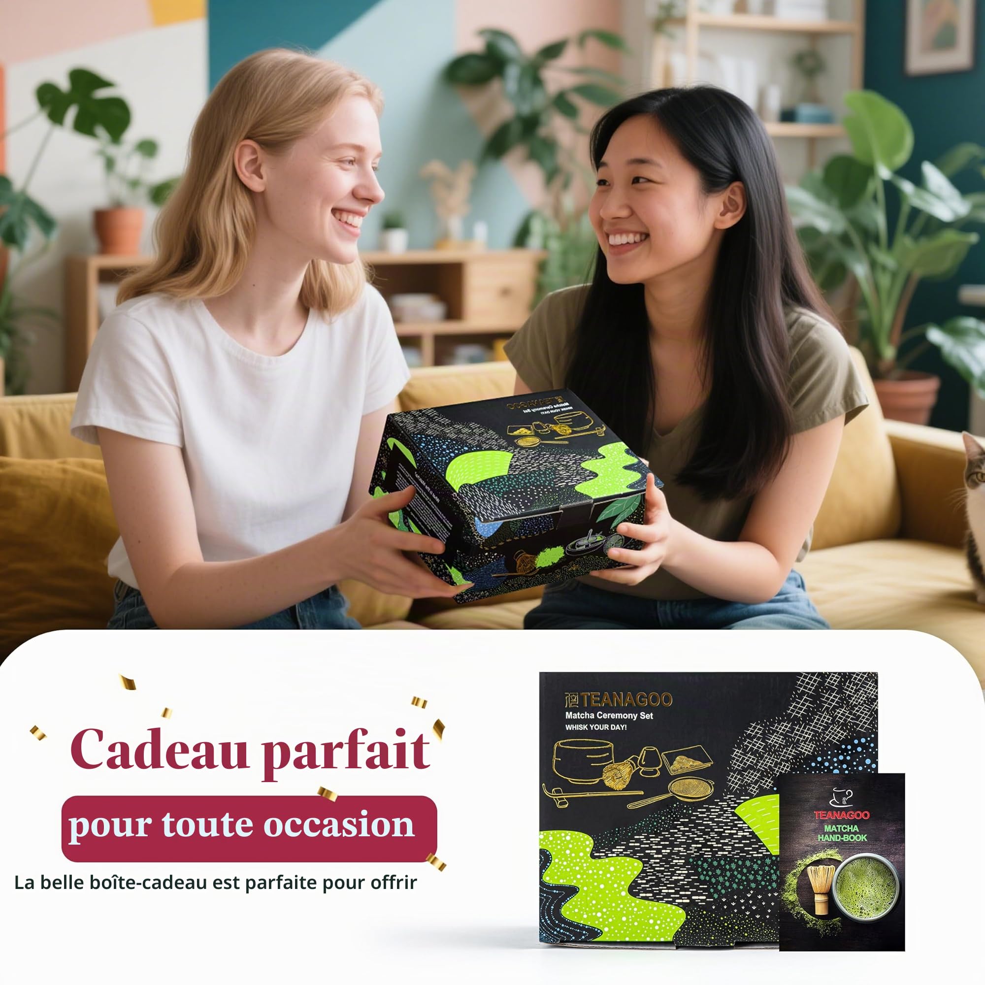 TEANAGOO Service à Thé Matcha Service à Thé Japonais Bol à Matcha Fouet en Bambou Matcha Pelle Passoire Porte Fouet Matcha Support Fouet Matcha Ensemble Fouet Matcha N4…