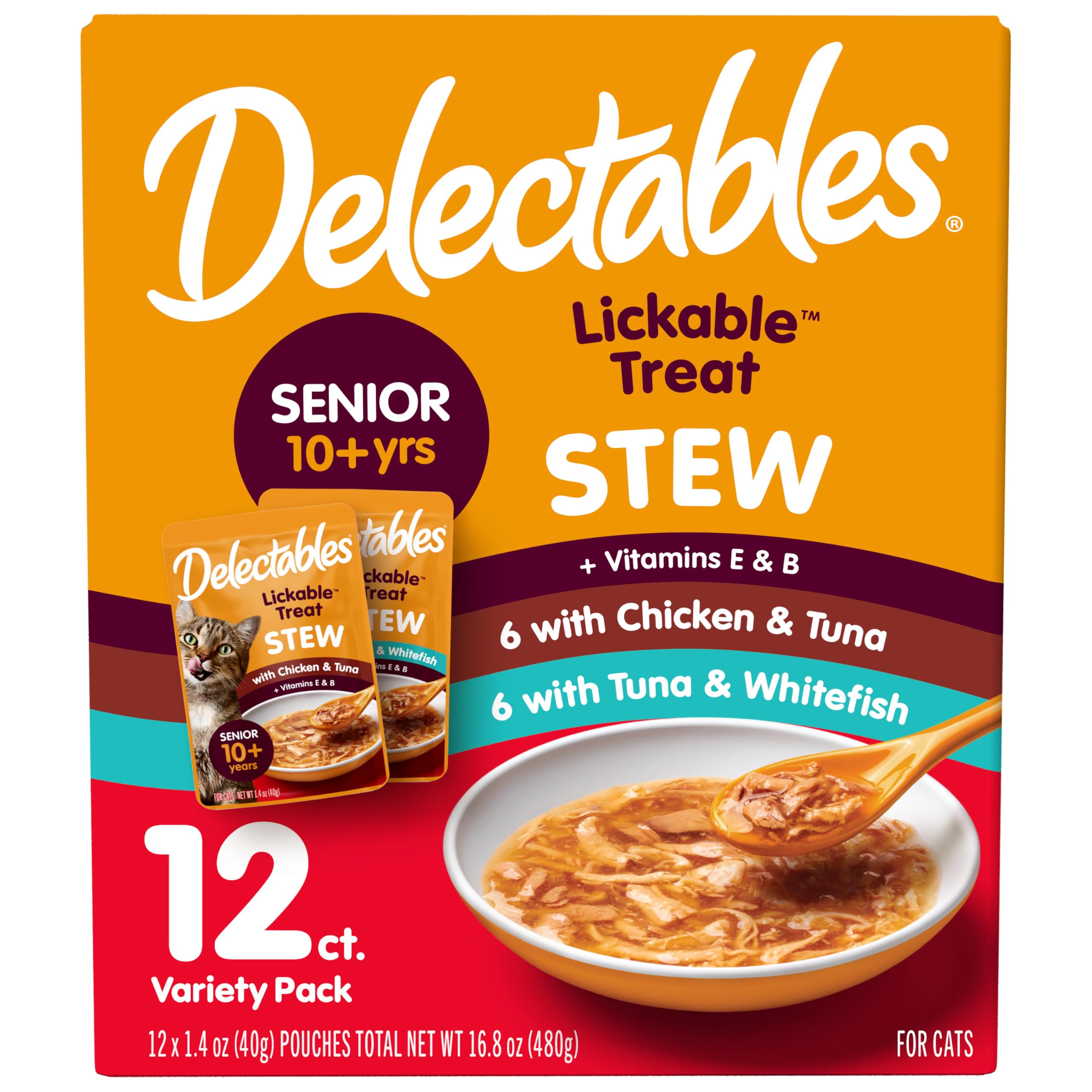 Hartz Delectables Stew Senior Cat Treat Variety Pack, 12 Count