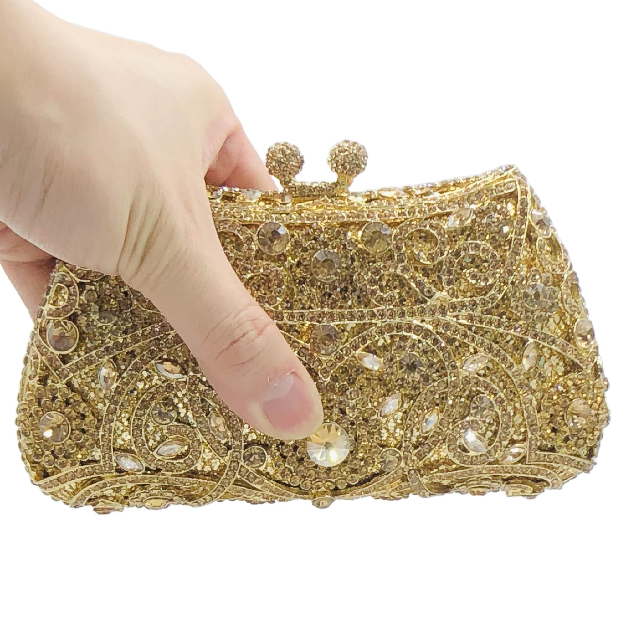 Boutique De FGG Pochette da donna con mini fiori e strass, per feste, matrimoni, balli studenteschi