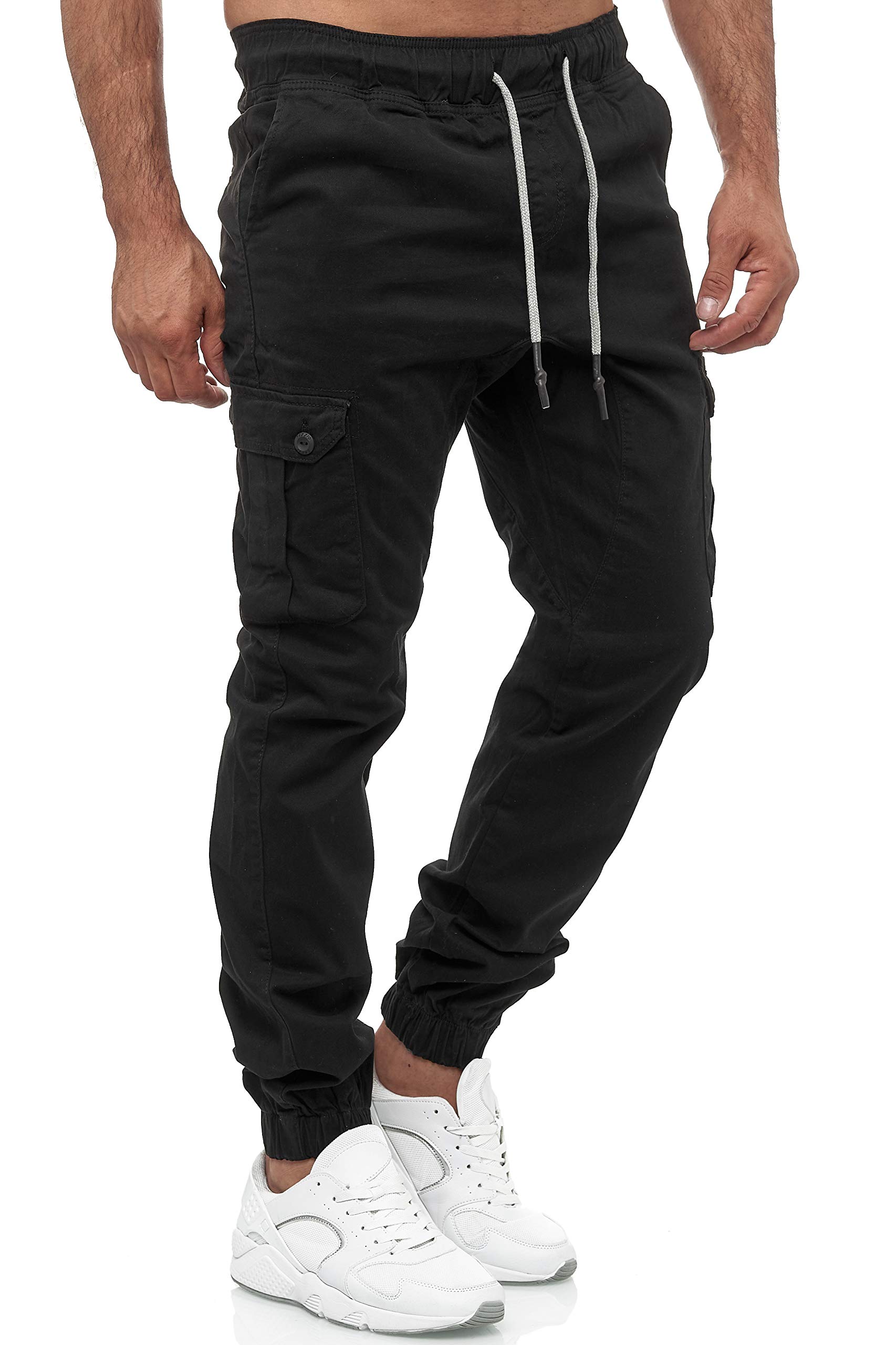 Tazzio - Pantaloni cargo da uomo, modello Chino, vestibilità normale, M610 Nero S