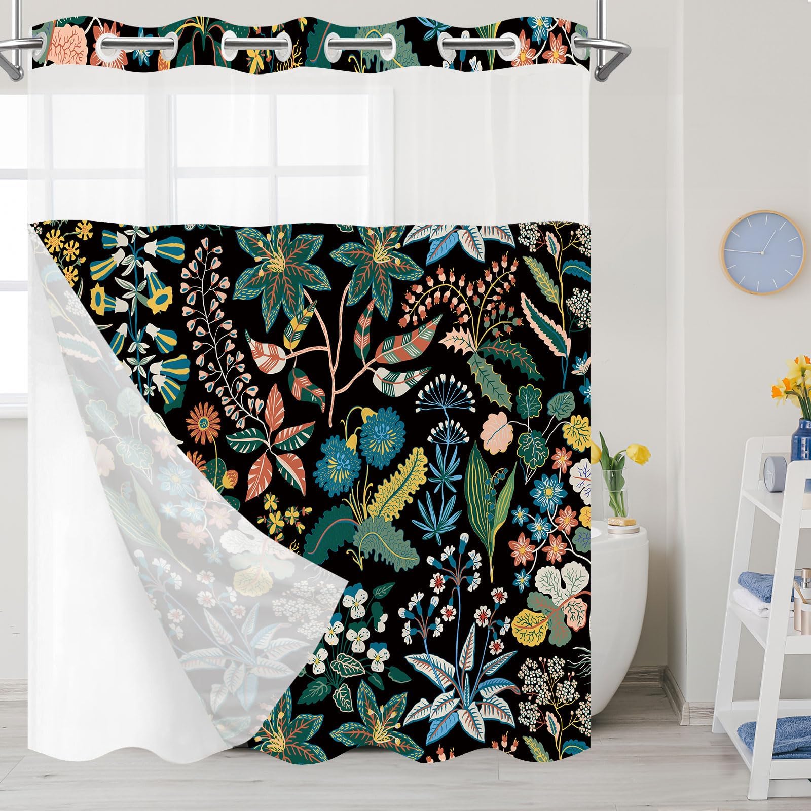 Likiyol Rowley Birds No Hook Shower Curtain with Snap in