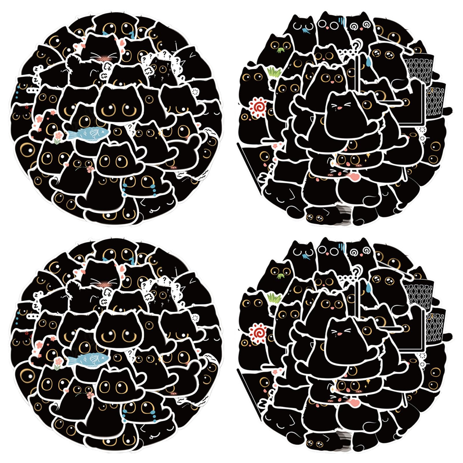 Keboyoe 160 unidades Lindas Pegatinas de Gato Negro Pegatinas Portátil Lindo de Gato Negro Pegatinas de Modelo del Gato Negro Impermeables Pegatinas de Gato para Portátil Scrapbook Skateboard Coche