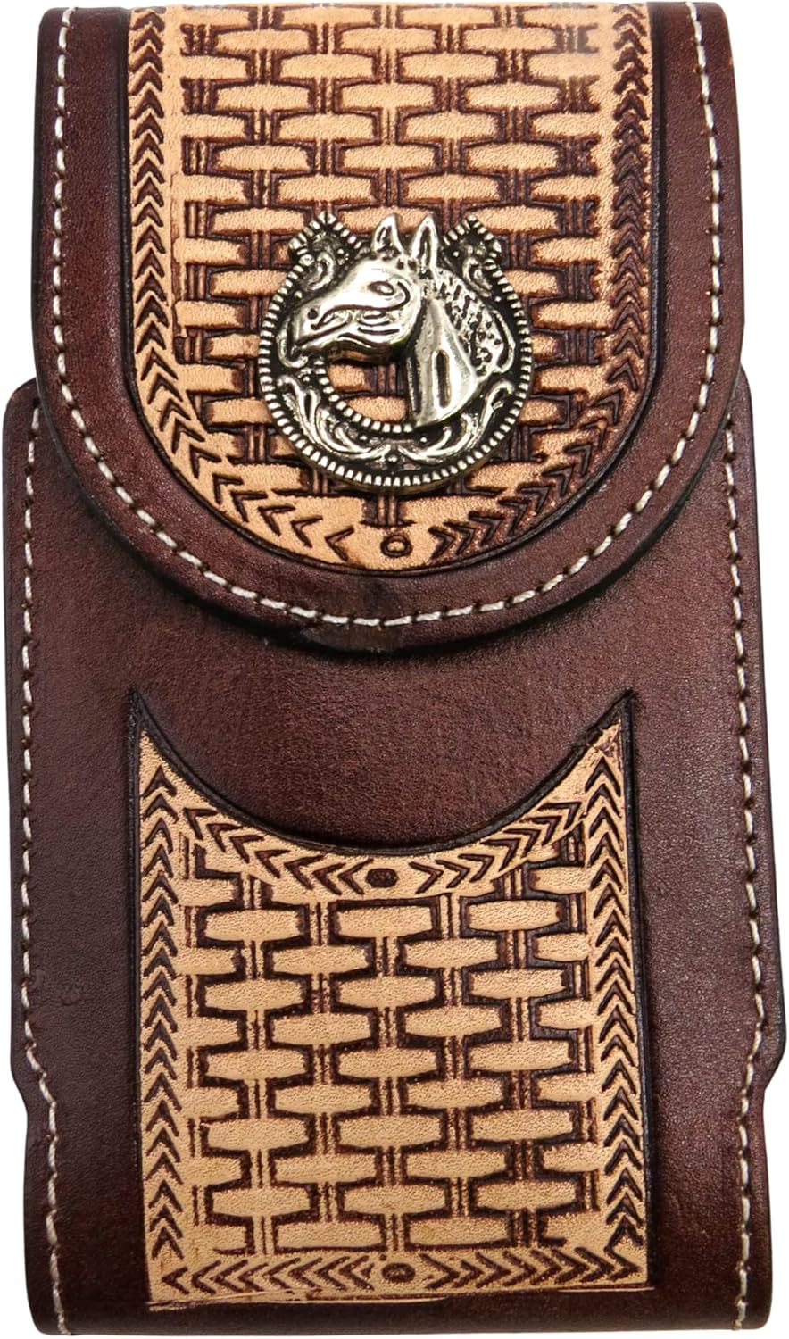 Extra Large Basket Weave Faux Leather Cell Phone Holder for Belts