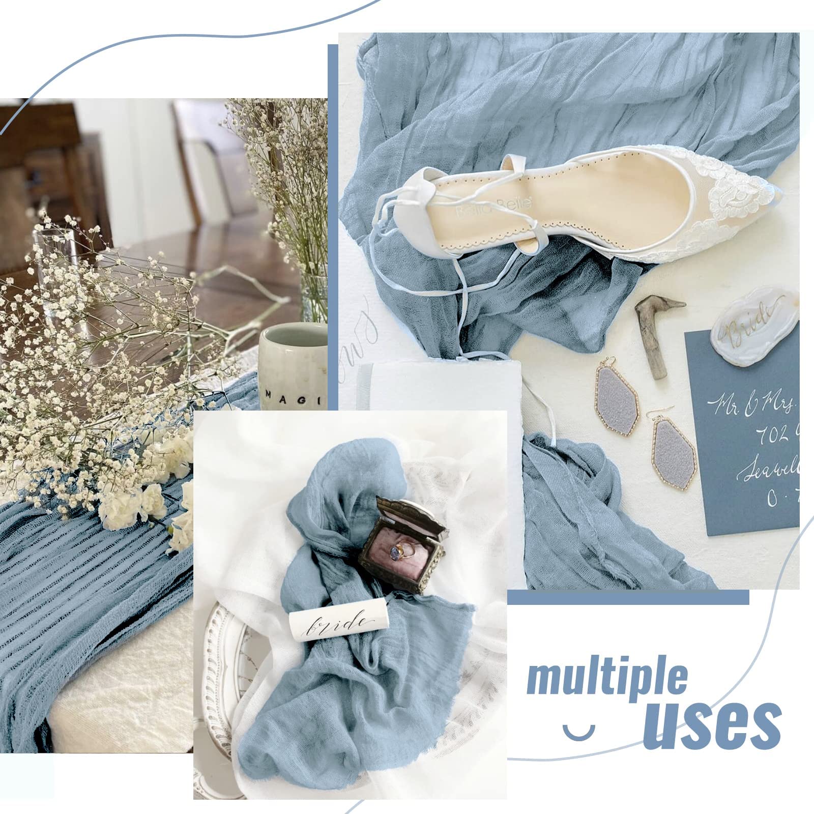 10 szt. 300 * 90 cm ślub rustykalna gaza boho szałwia zielona gaza bieżniki na stół krepa do domu / na imprezę / wakacje / wieczór panieński baby shower