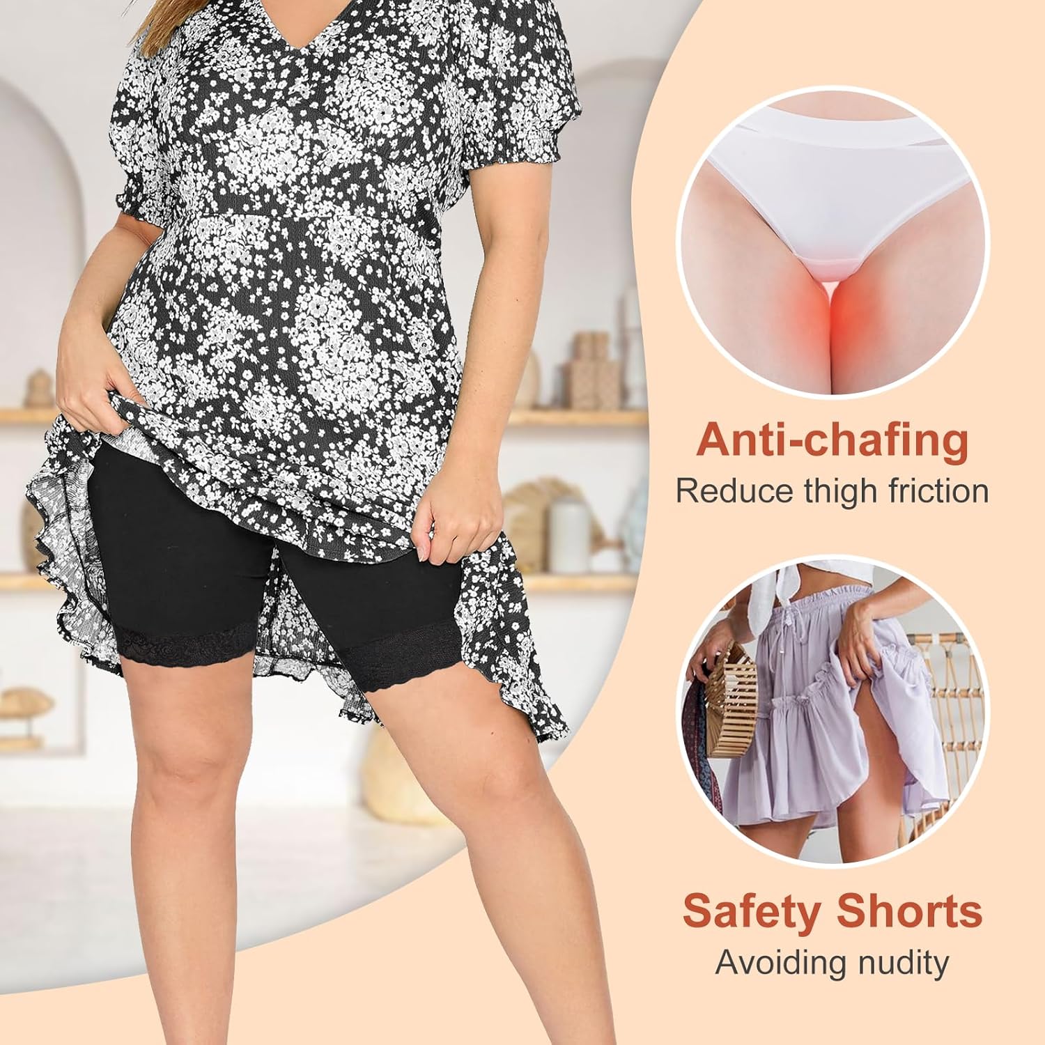 BATHRINS Slip Shorts Seamless Smooth Lace Under Shorts for Women Under Dresses - Image 5