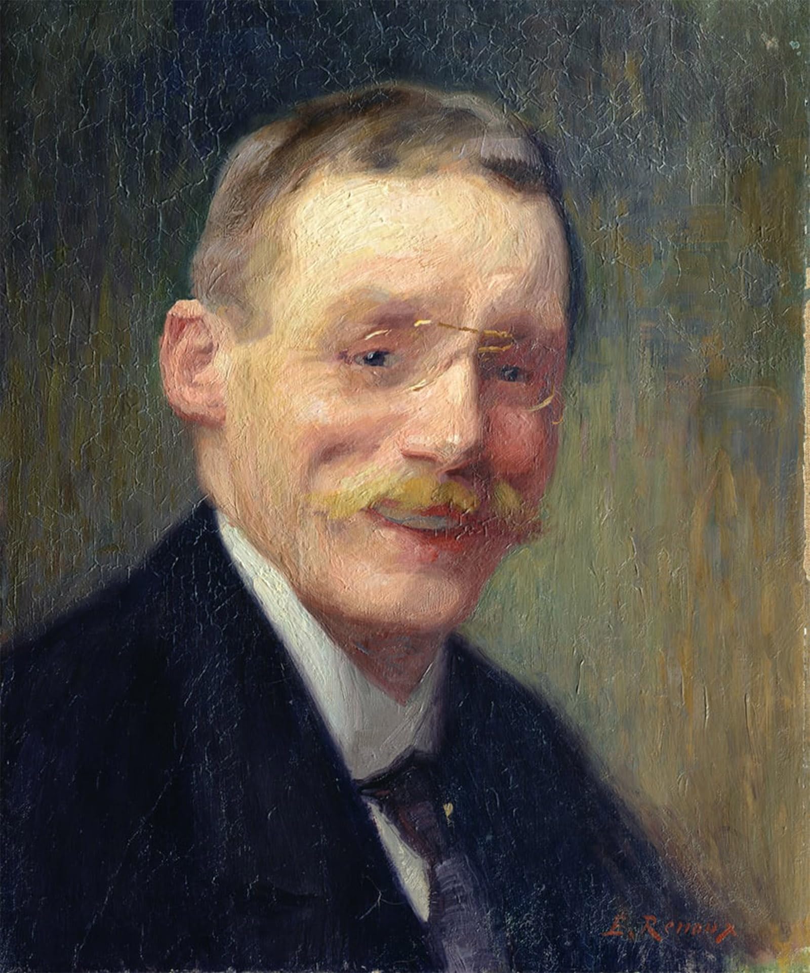 HRJUBWREE Oil Painting Prints on Canvas Painting Picture Self Portrait Smiling by Jules Ernest Renoux Artwork Canvas Prints for Home Decor 60x90cm