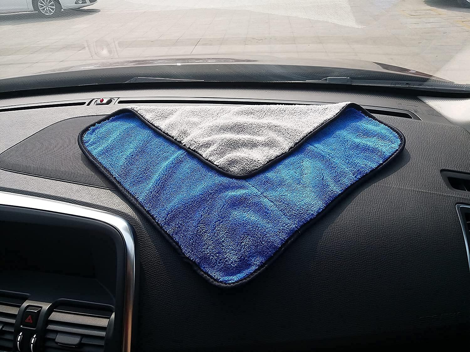 Auto Hub Heavy Microfiber Cloth for Car Cleaning and Detailing, Double Sided, Extra Thick Plush Microfiber Towel Lint-Free, 800 GSM (Size 40cm x 40cm)/Pack of 3, Color: Blue 2
