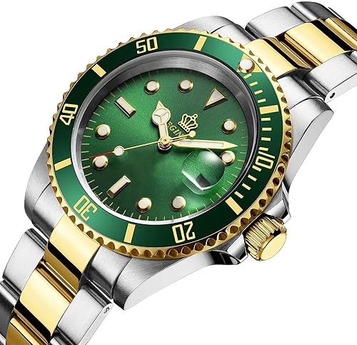 Miniatura 7 de Mens Luxury Watches Rotatable Bezel Sapphire Glass Luminous Quartz Silver Gold Two Tone Stainless Steel Watch