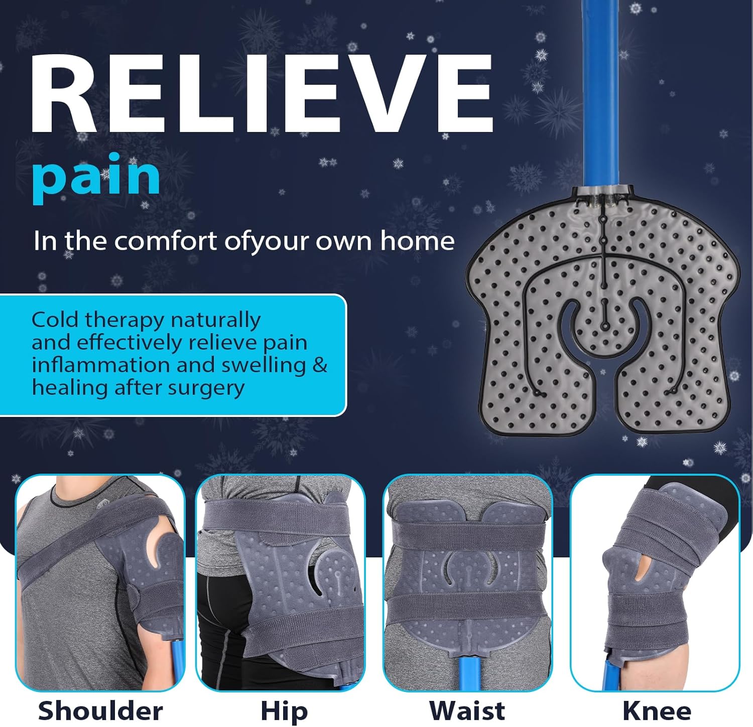 Cold Therapy Machine with Flow Control, Portable Ice Machine for Post-Operative Recovery, Knee Replacement Recovery System for Pain Relief w/Compression Pad for Shoulder, Hip and Ankle