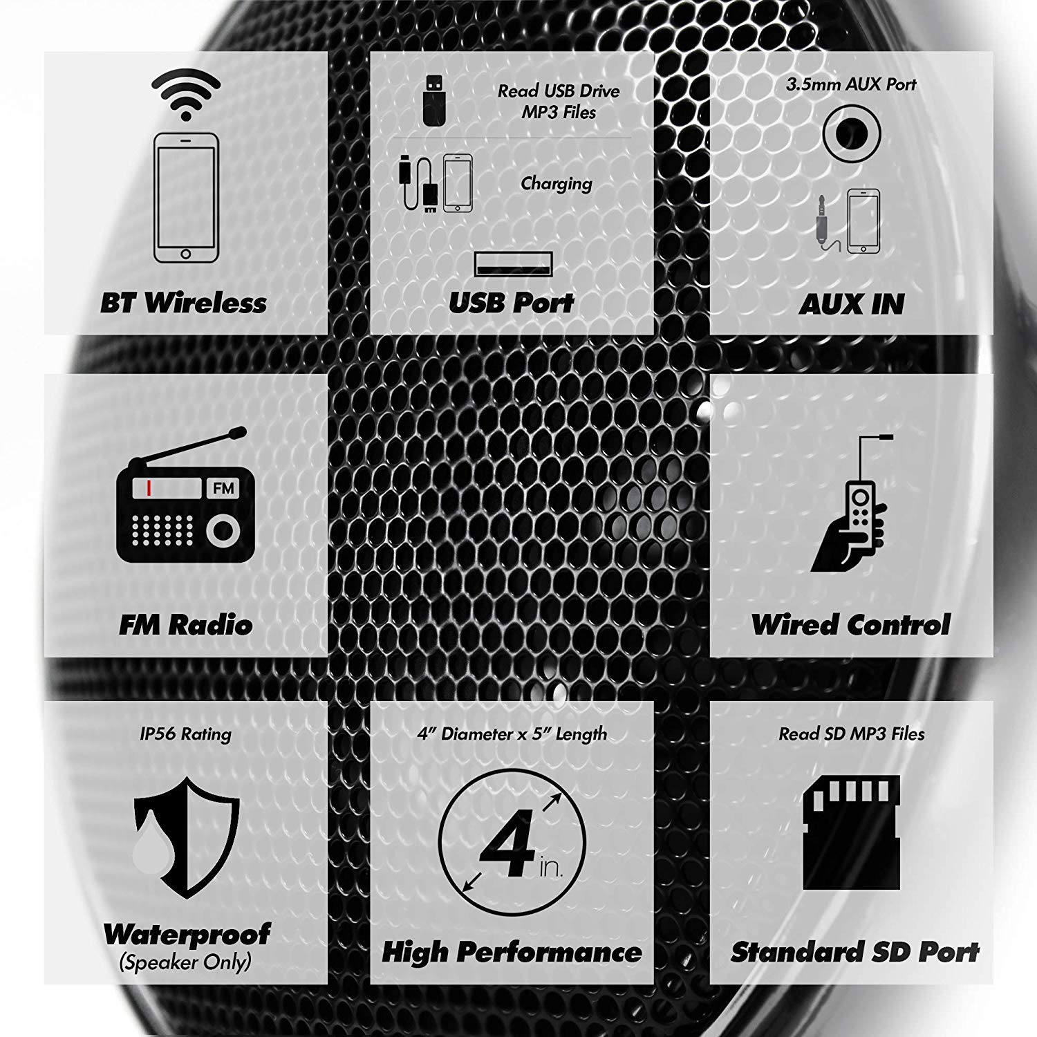 Amplificatore moto 1000 W, 4 canali, impermeabile, Bluetooth, per Harley Cruiser ATV UTV, sistema audio con AUX, USB, SD, FM Radio per manubrio