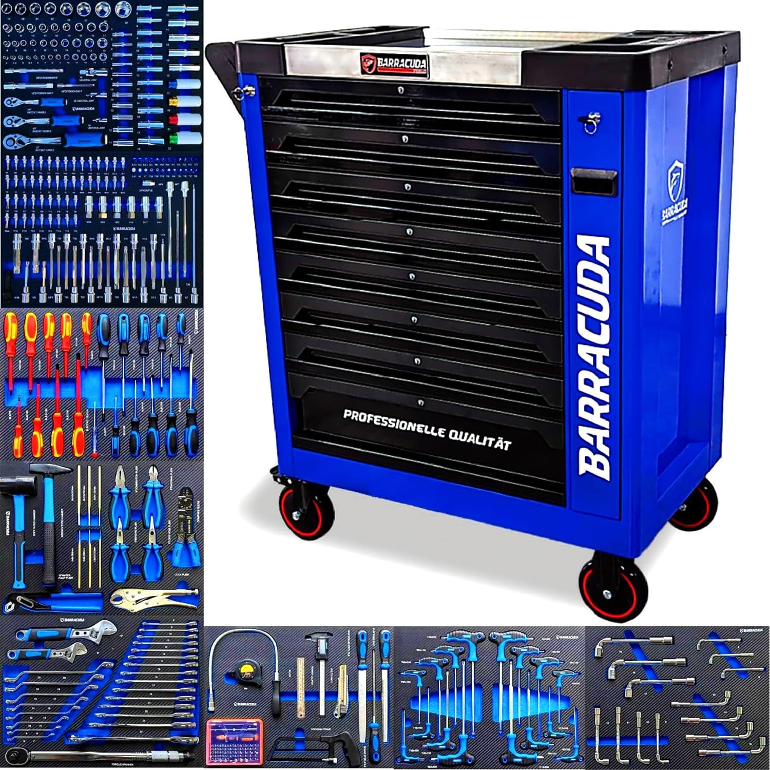 Barracuda Tools Servante d'atelier 9 tiroirs Dont 8 outillés - Racing 1 Max+ Blue