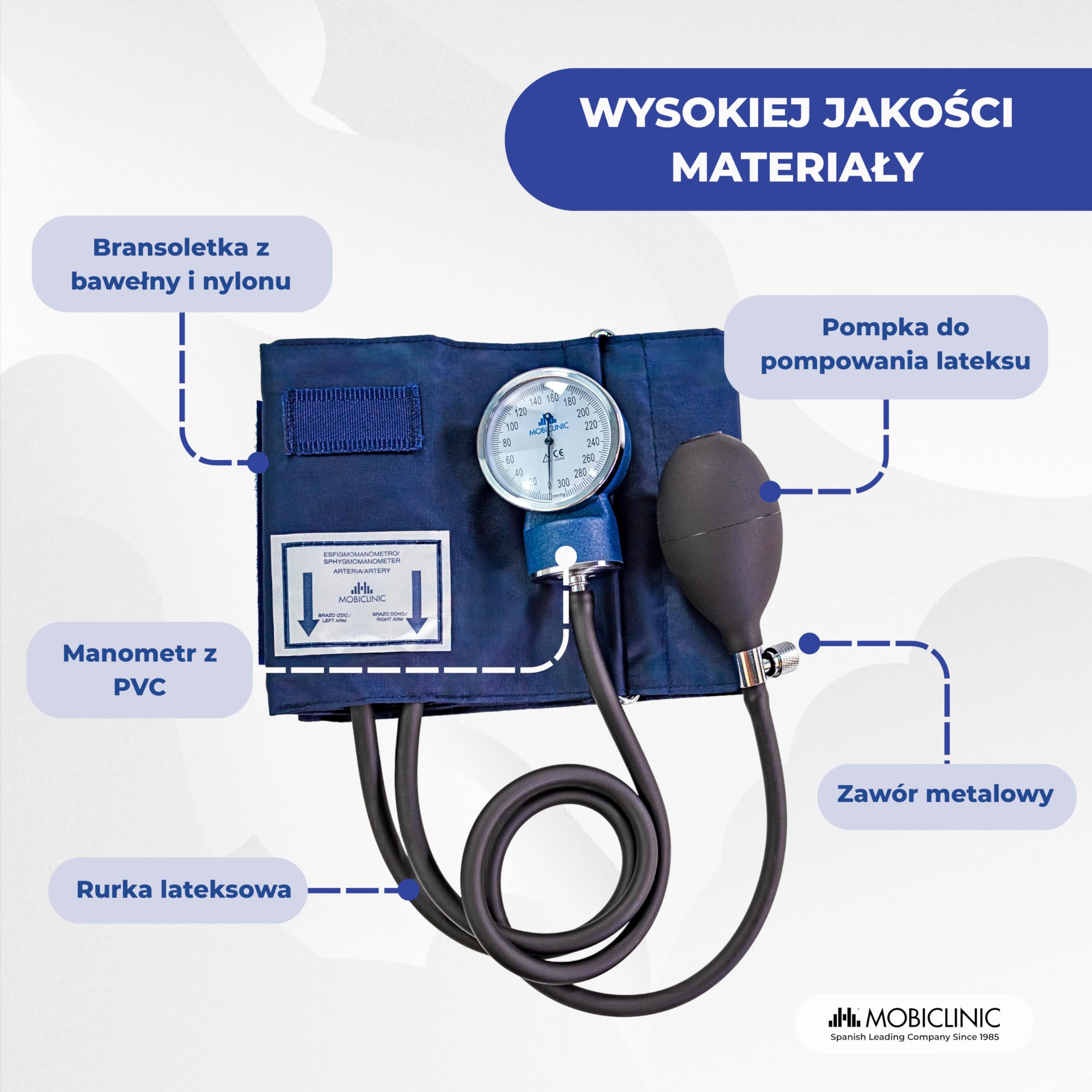 Mobiclinic, Aneroid ciśnieniomierza, Pomiar ciśnienia krwi, Marka hiszpański, Precision pump gumy, Lekkie, Łatwe w użyciu, Arm, Niebieski