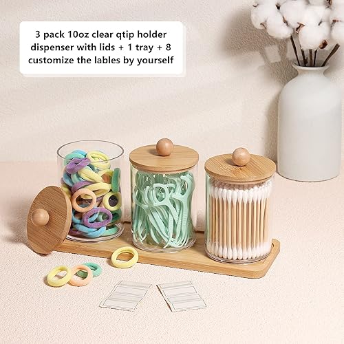 Miniatura 3 de Qtip - Dispensador de soporte para boticario con tapas, soporte de bola de algodón acrílico, tarros de boticario, dispensador transparente para