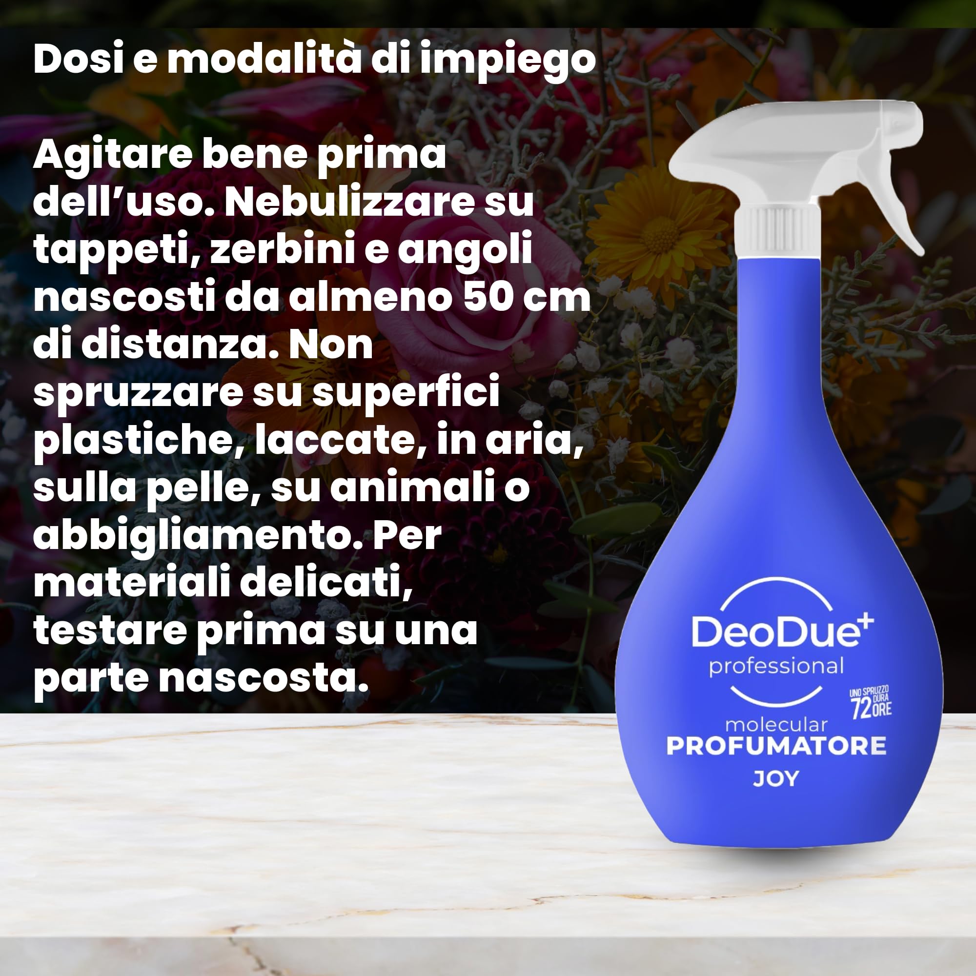 DeoDue+ Professional Joy 6 x 600 ml – Ambientador bifásico, cada espray dura hasta 72 horas y neutraliza los malos olores – Notas florales y frescas