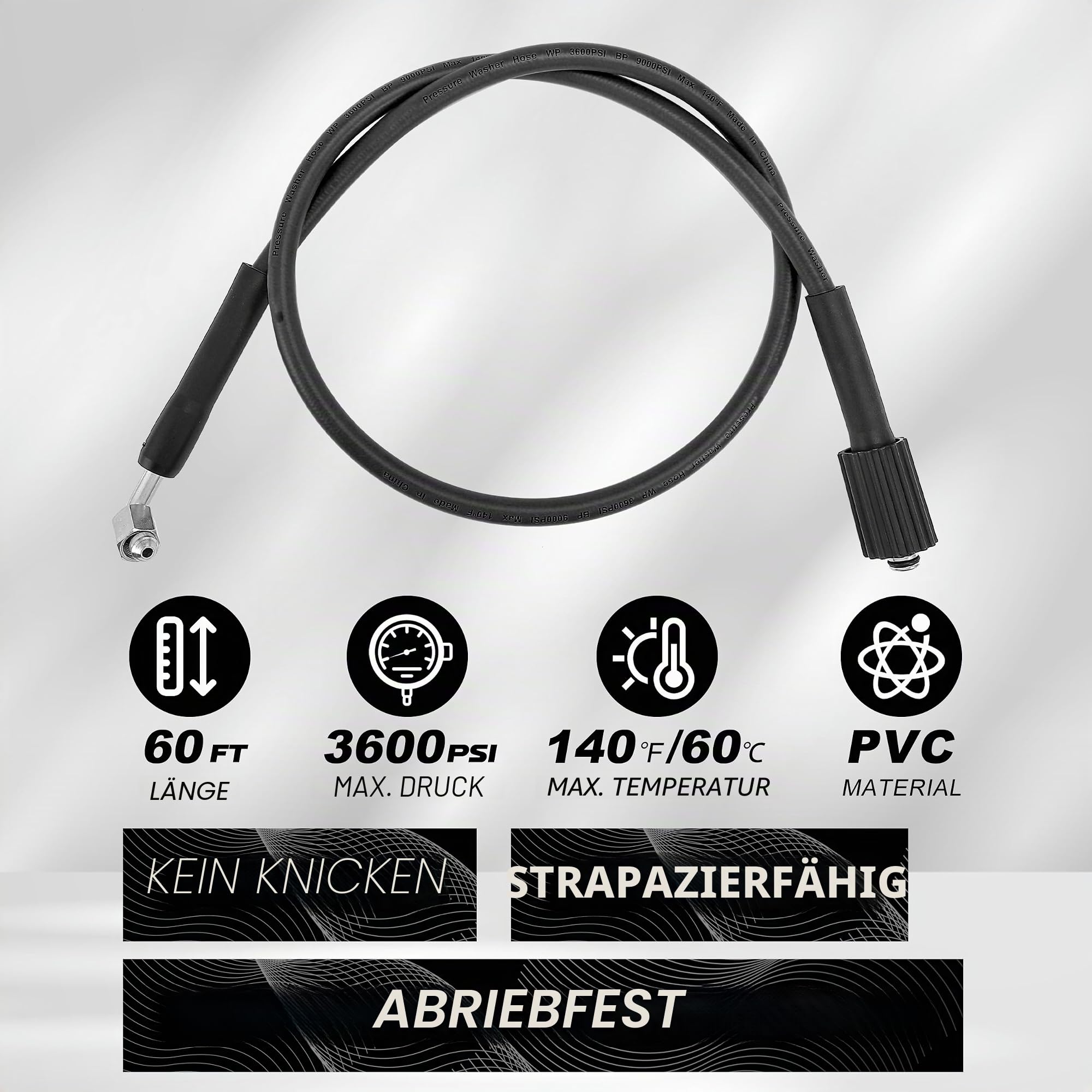 Tool Daily Aufrollbarer Hochdruckschlauch-Aufroller 18 m x 1/4 Zoll, Robuste Schlauchtrommel für Hochdruckreiniger 248 bar (3600 PSI) mit Wand- und Bodermontage