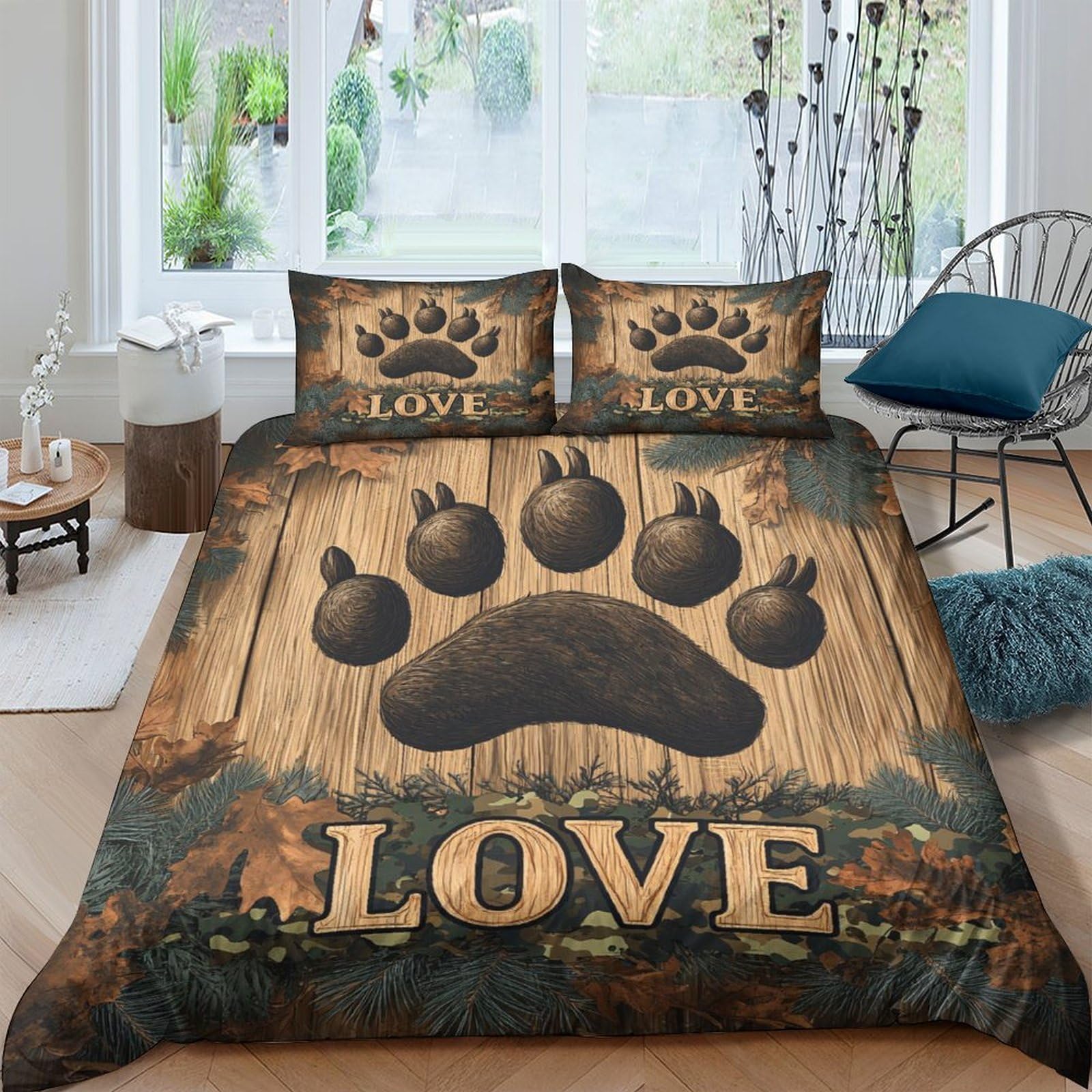 Ctjqhvkz Style-6 3D Printed Paw Print Fitted Sheet Microfiber Soft Brown Rustic Wood Bed Sheet For Bedroom Guest Room Decor Single（135X200cm）