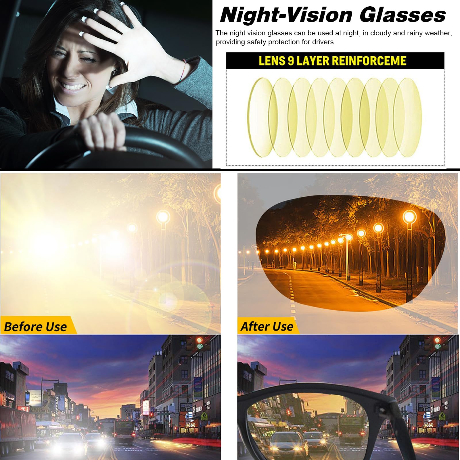 Perfectmiaoxuan Occhiali da sole polarizzati per uomo donna ciclismo montagna trekking guida pesca arrampicata sportivi cordino Notturna Antiriflesso Guida