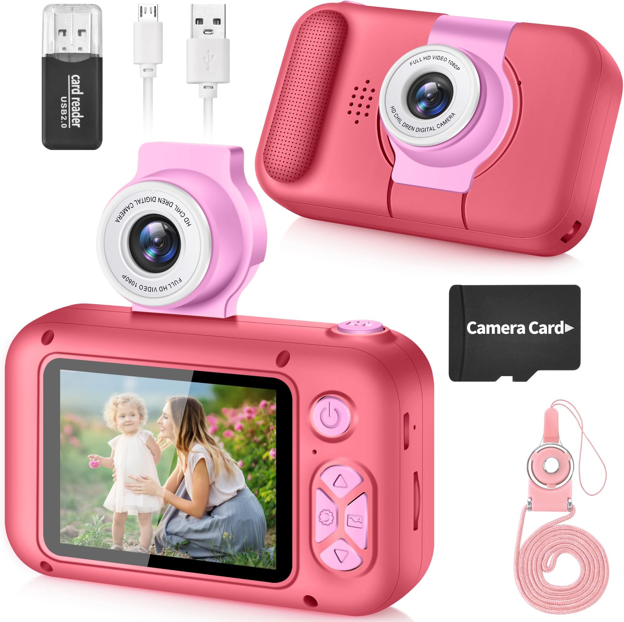 ARNSSIEN Kids Camera for 3-12 Year Old Boys/Girls with 180° Flip Lens, 2.4" Kids Selfie Digital Camera for Toddler with Video, Christmas Birthday Festival Presents for Kids,X101