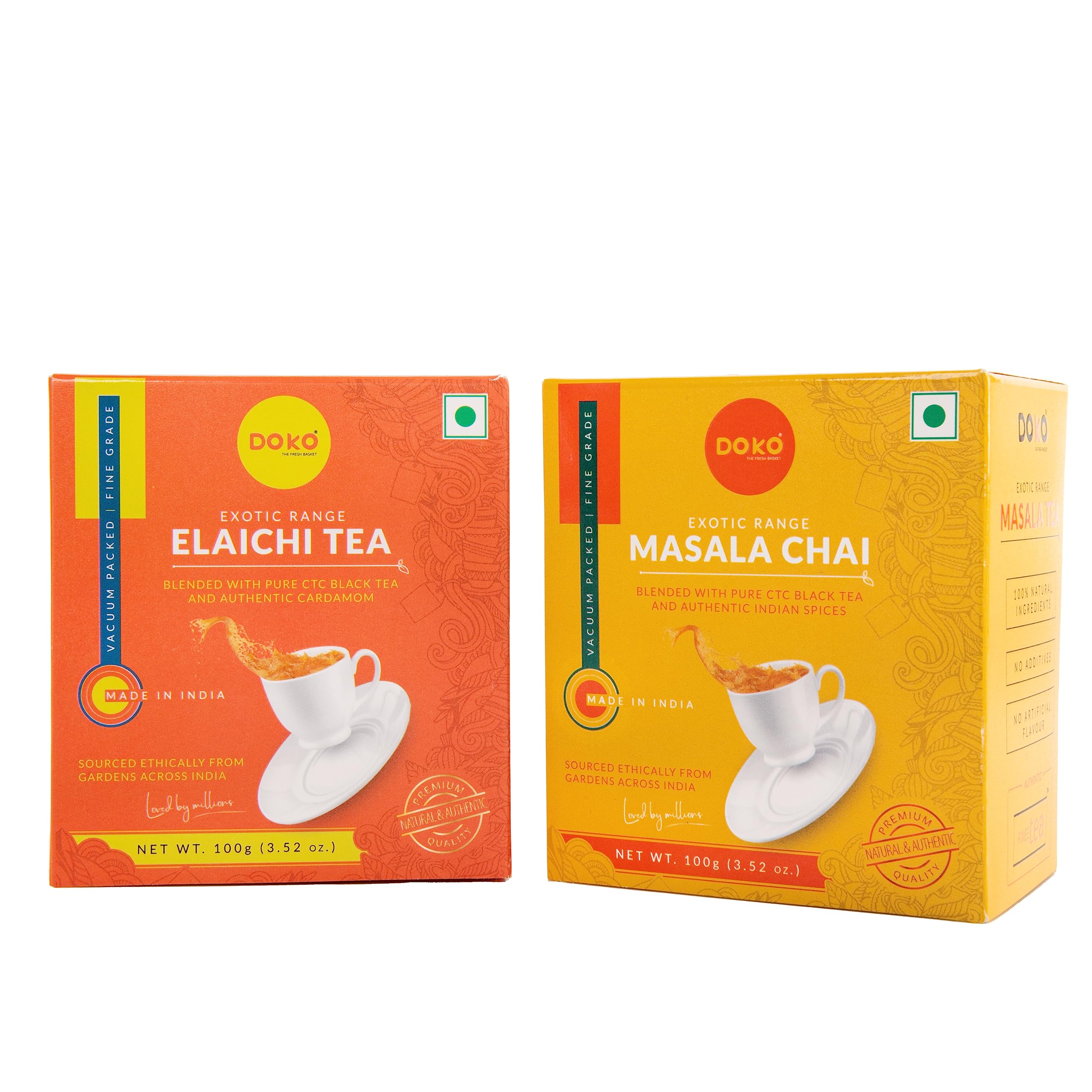 DOKO THE FRESH BASKET | Exotic Elaichi and Masala Tea Combo, Pack Of 2 (200 gm) | Pure and authentic CTC Black Tea | Rich in Aroma with Finest Taste | 100% Chai Patti Ingredients (B0CBX914YZ) Amazon Price History, Amazon Price Tracker