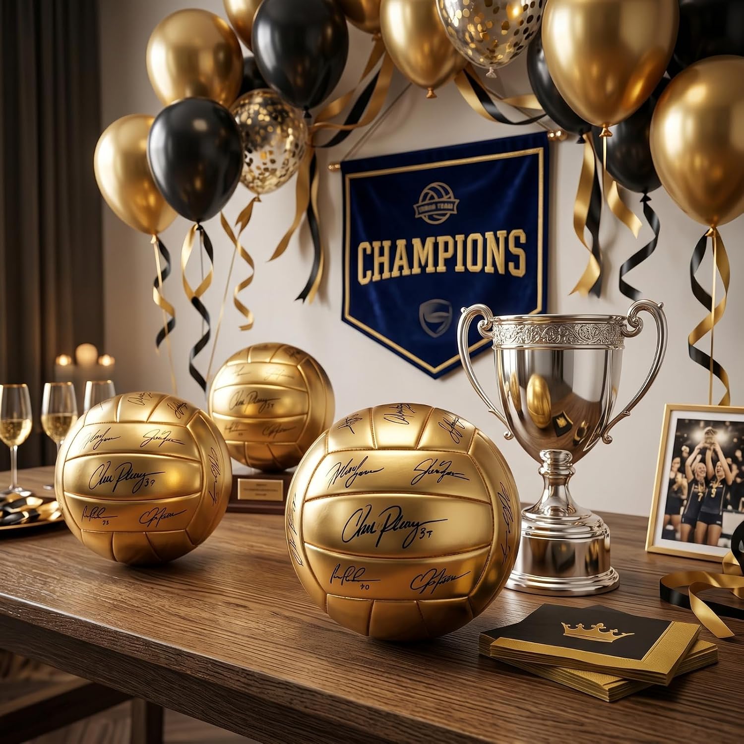 Hiboom Gold Autograph Volleyball with Air Pump for Trophies Player Awards High School College Anniversary Coaching Gift Awards Championship Party