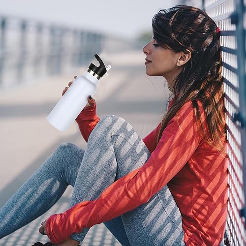 Miniatura 6 de Volhoply Botella de agua aislada de 17 onzas, paquete de 8 unidades, botellas de agua de acero inoxidable para niños con tapa con pajilla, botella