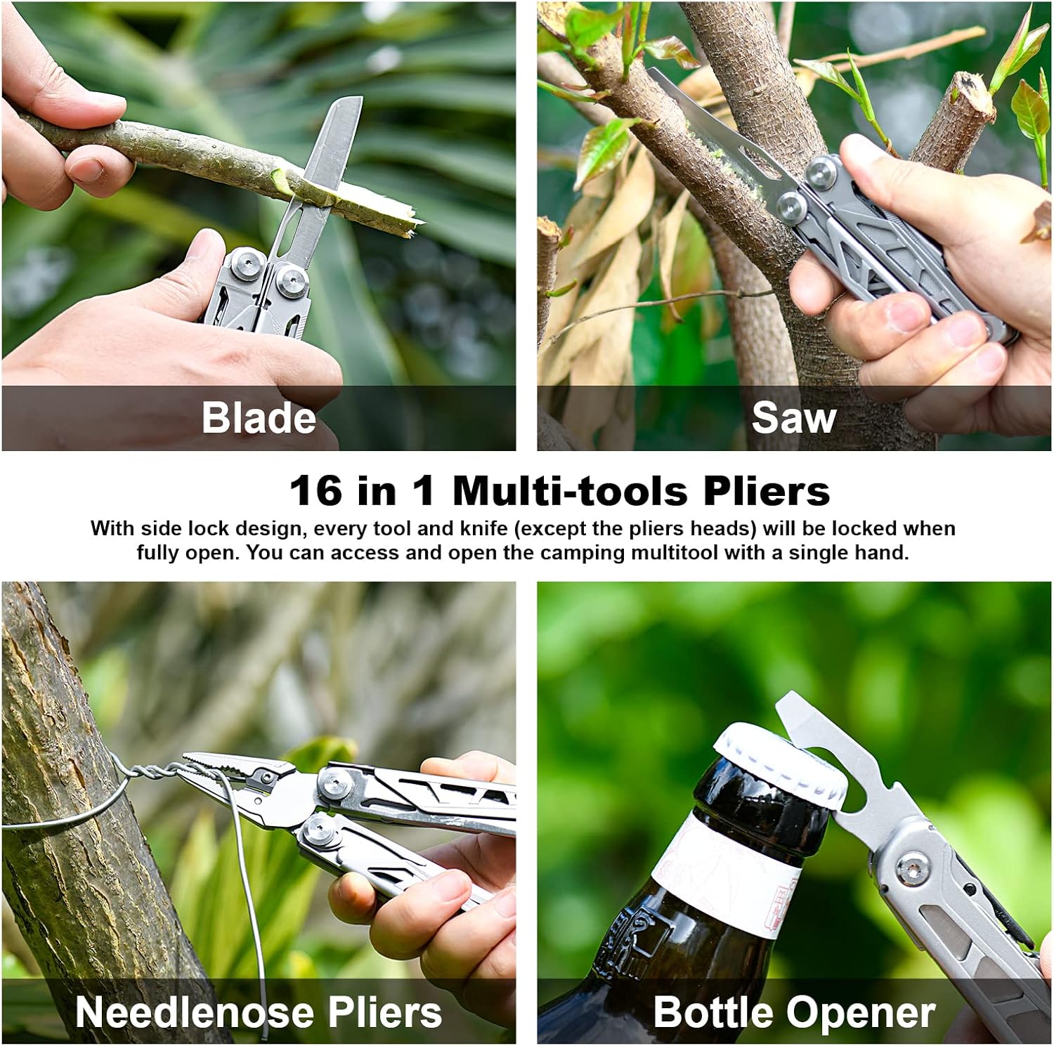 FLYHOMES Multitool Pocket Knife, 16-in-1 Multi tool Pliers with Safety Locking, Scissors, Screwdriver and Saw, Professional for Camping, Survival Tools, and Outdoor Adventures