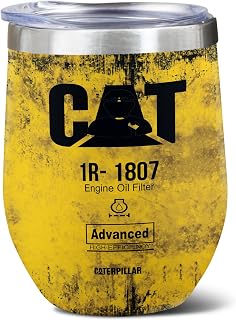 KZAN Oil Filter Wine Tumbler 12 Oz, Yellow Cat 1R-1807 Engine Oil Filter Advanced High Efficiency, Presents For Caterpillar Lover, Presents For Him, Dad, Presents For Mechanic Double Walled (1pcs)