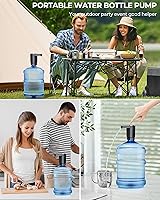 Vista 6 de Bomba de botella de agua, dispensador de agua eléctrico portátil para botellas de 5 galones, carga USB, interruptor automático, batería recargable