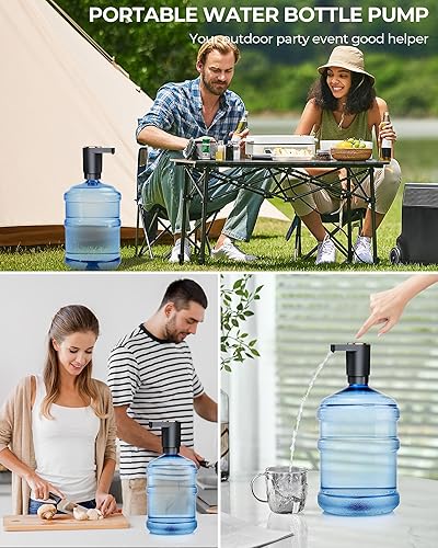 Miniatura 6 de Bomba de botella de agua, dispensador de agua eléctrico portátil para botellas de 5 galones, carga USB, interruptor automático, batería recargable