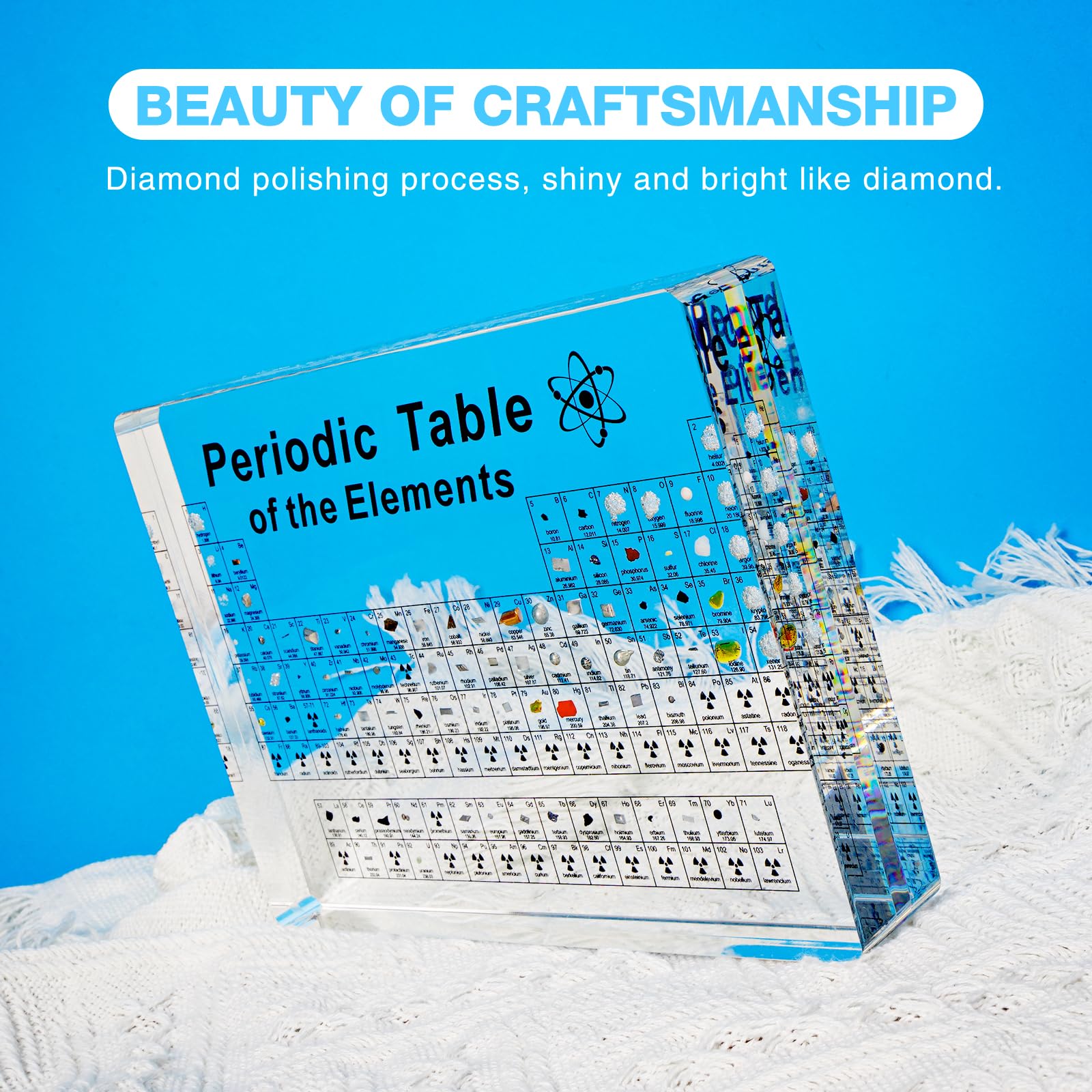 Jeebel Tabla Periódica de Elementos Reales, Tabla Periódico ​de Acrílico de LED Lámpara Mesa con Muestras de Elementos Reales para Maestros Estudiante Niño para Enseñanza/Exhibición Elementos Químicos