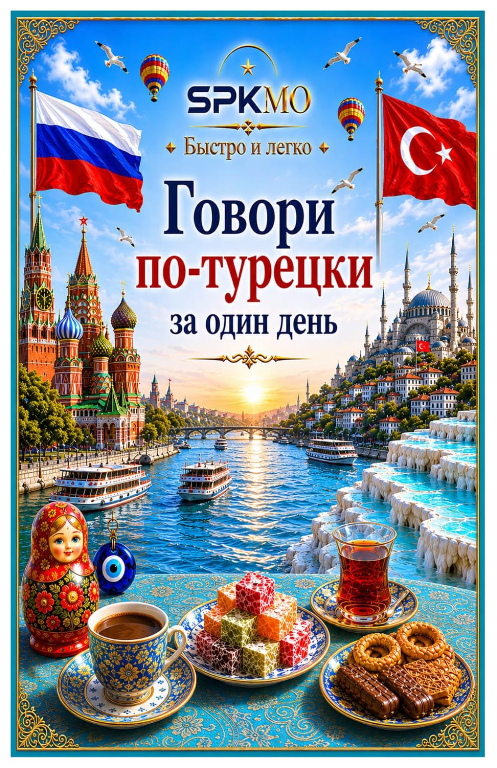 Говори по-турецки за один день: Easy Turkish Speaking Guide for Russian Speakers: Daily Conversations, Travel, Shopping, Hotel, Restaurant and ... for Beginners (SPKMO Speak More Series)