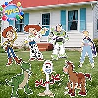ANCOSJOY Toy Inspired Story Birthday Yard Signs - 7PCS Outdoor Lawn Decor with Stakes for Kids Parties