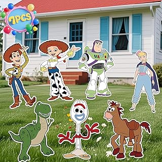 Toy Inspired Story Themed Happy Birthday Yard Signs, 7PCS Birthday Party Supplies Set with Stakes, Outdoor Lawn Party Decor for Unforgettable Celebrations Outdoor Yard Decorations Garden Party
