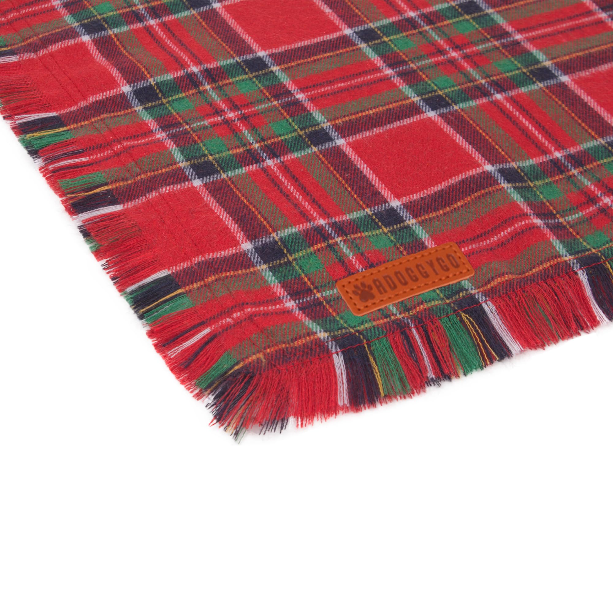 Adoggygo Bandanas de Navidad para Perros con borlas, Elegante Bufanda de Navidad para Perro, Varios tamaños Disponibles, Bandanas a Cuadros para Perros medianos y Grandes (Grande, Rojo y Verde)