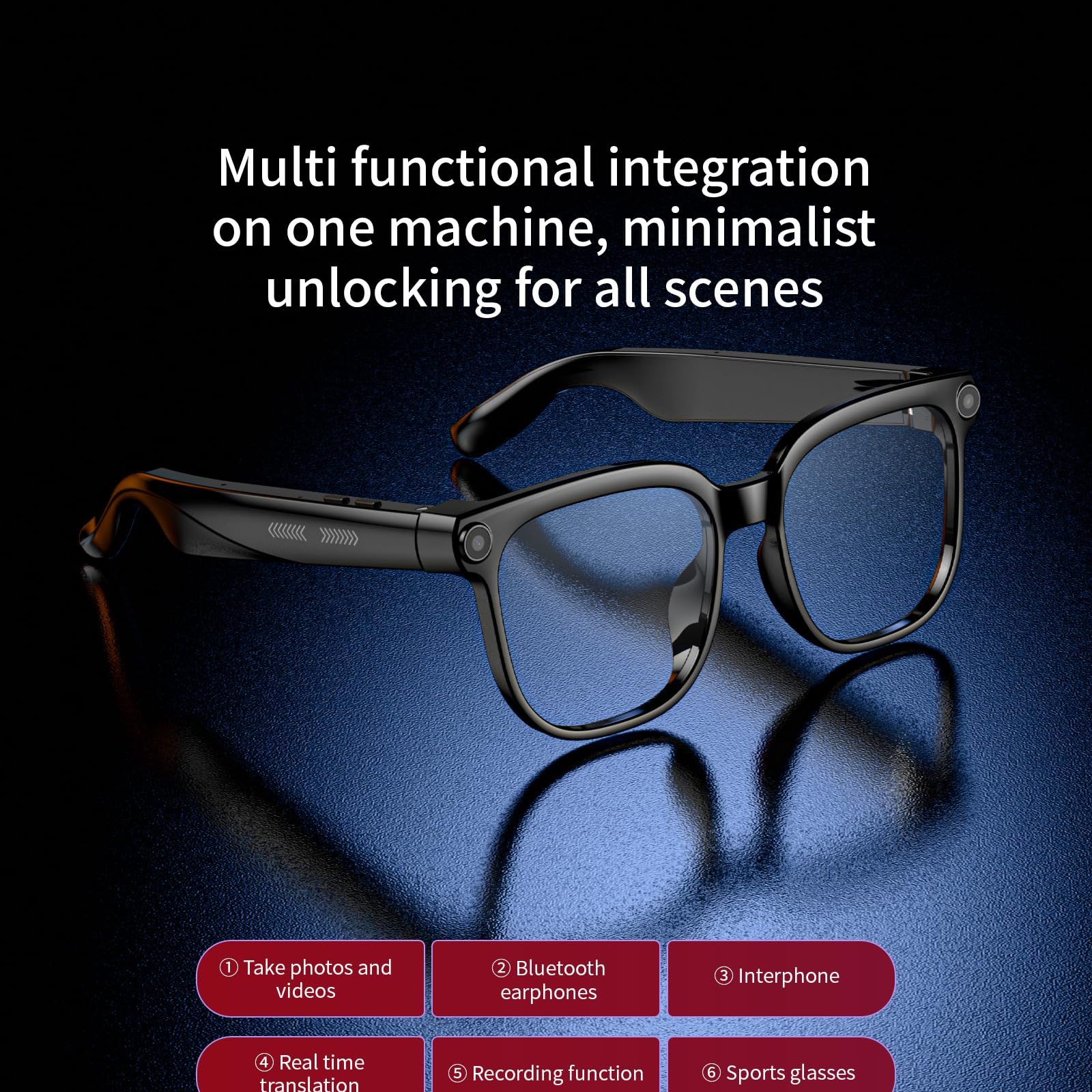 AI Smart Occhiali con fotocamera HD da 8 MP e audio, per uomini e donne - M02S