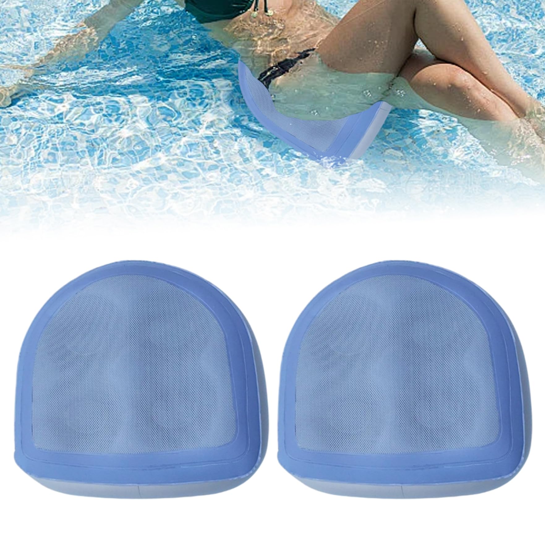 2 Stück aufblasbare Sitzerhöhung 18, 5 x 14, 6 x 5, 9 Spa & Rückenstütze, aufblasbarer Whirlpool-Sitz mit Saugnapf, PVC-Whirlpool-Sitzerhöhungskissen, blau