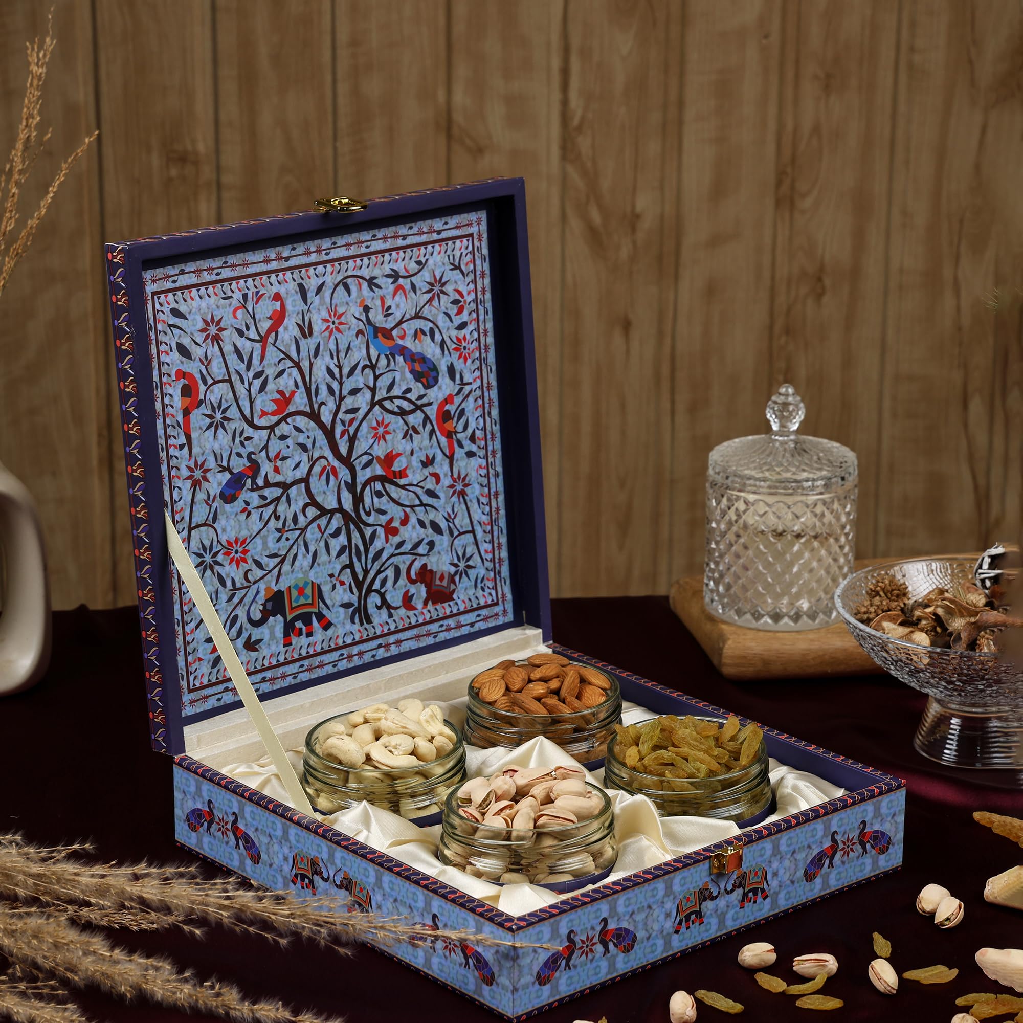 Riwaz Blue Peacock Handmade Dry Fruit Premium Gift Box |Premium Gift Hamper | 100% Natural 600 Grams Assorted Almond,Cashew,Pista Raisin Diwali Dry Fruit Gift Box (B0DFH9NBKF) Amazon Price History, Amazon Price Tracker
