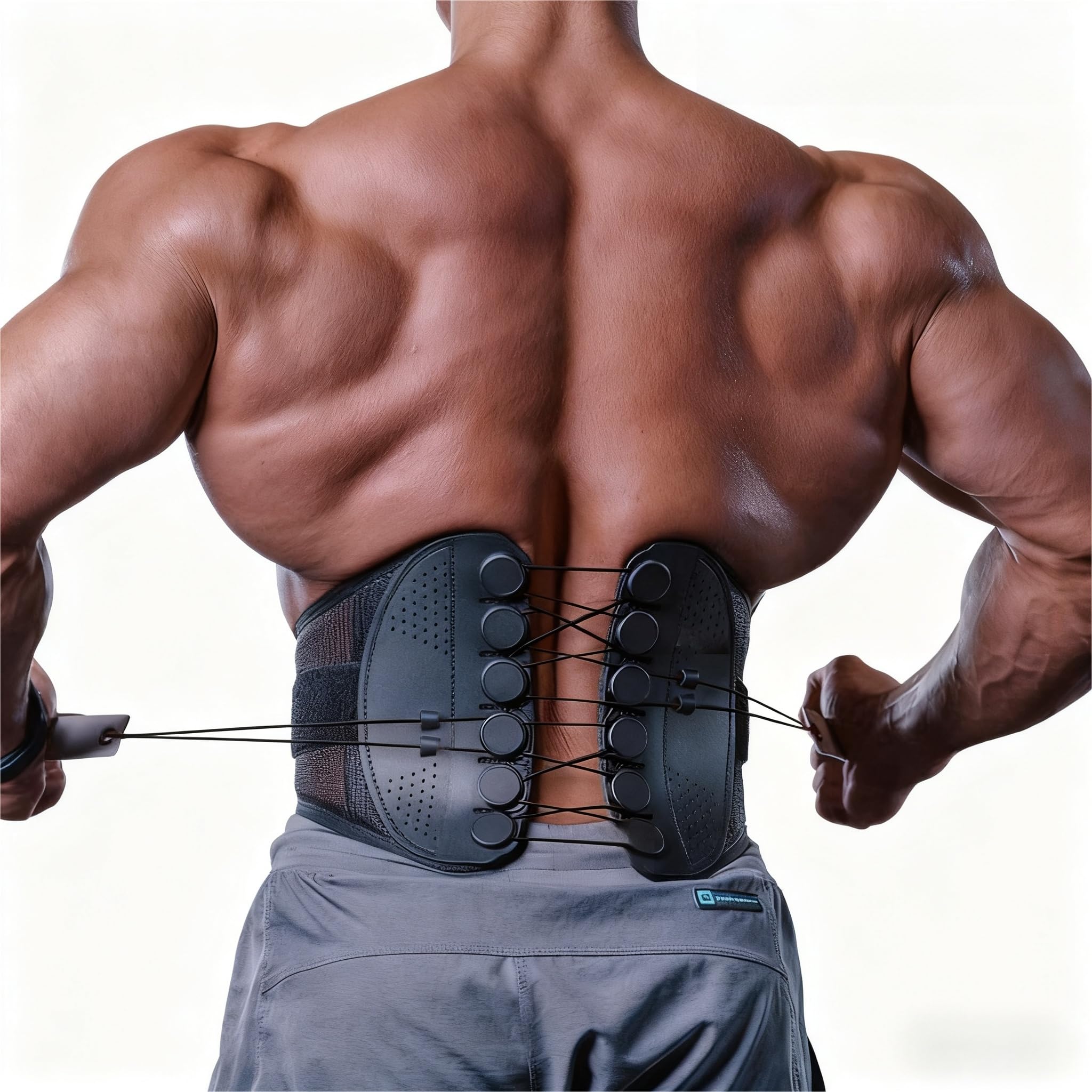 FANZTOOL Rückenstützgürtel mit Bidirektionalem Riemensystem, Atmungsaktive Lendenwirbelstütze, ergonomisch geformt, unisex, flexibel tragbar,für Rückenschmerzen, Ischias, Bandscheibenvorfall, Skoliose