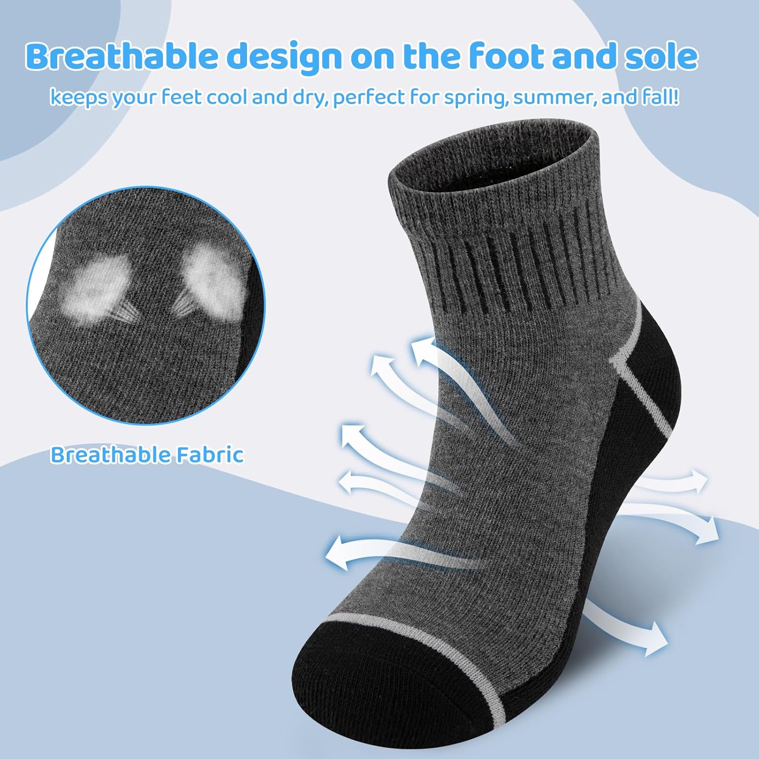 30 Pairs Ankle Socks For Little Boys 4-12 Years Old | Thin, Breathable Athletic Black/White/Grey Kids Socks Bulk Pack - Image 5