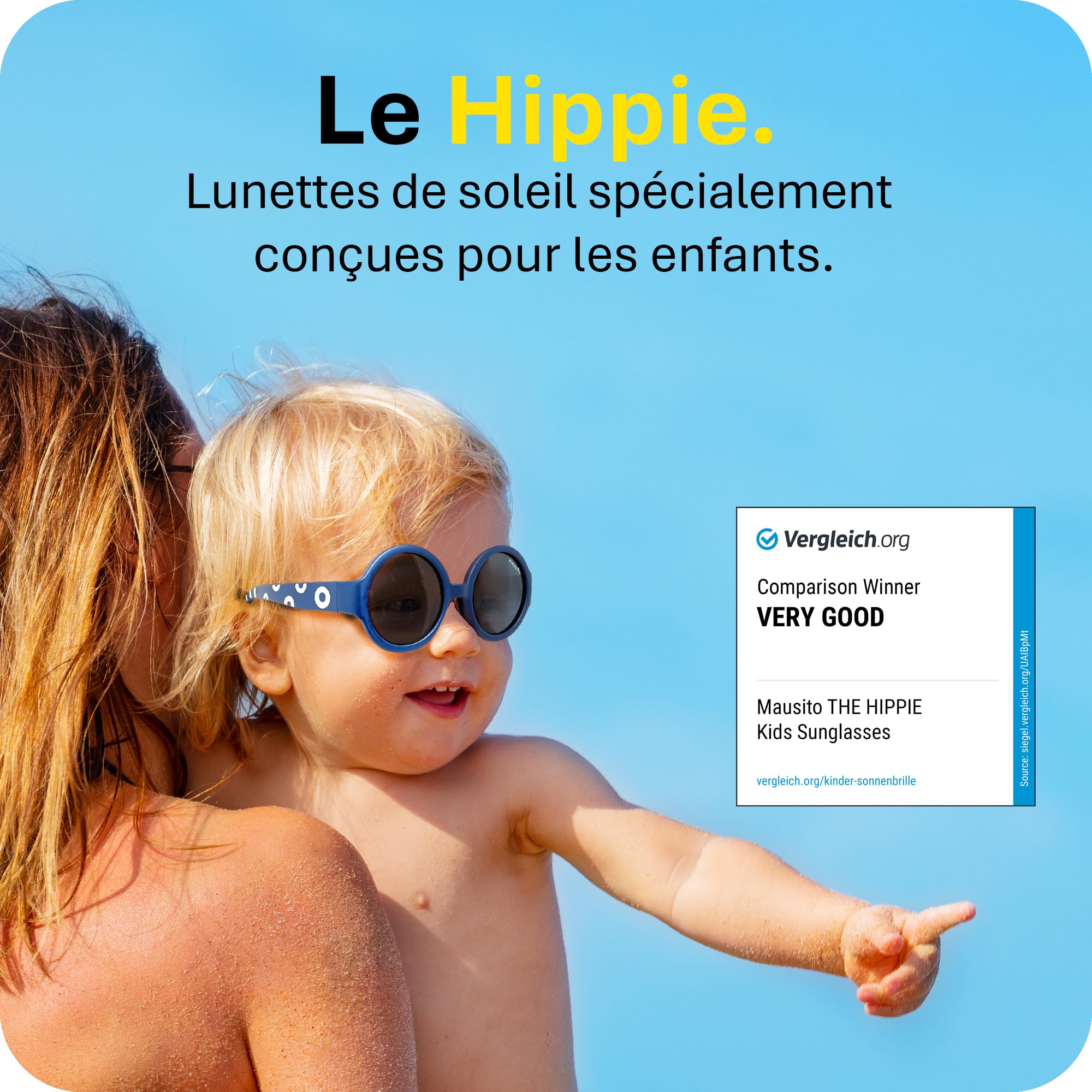 Mausito Lunettes de soleil enfant monture flexible & bandeau ajustable | Lunettes de soleil bébé et enfant protection 100% UV & sans BPA | Design européen, maintien parfait | 6-24 mois et 2-5 ans