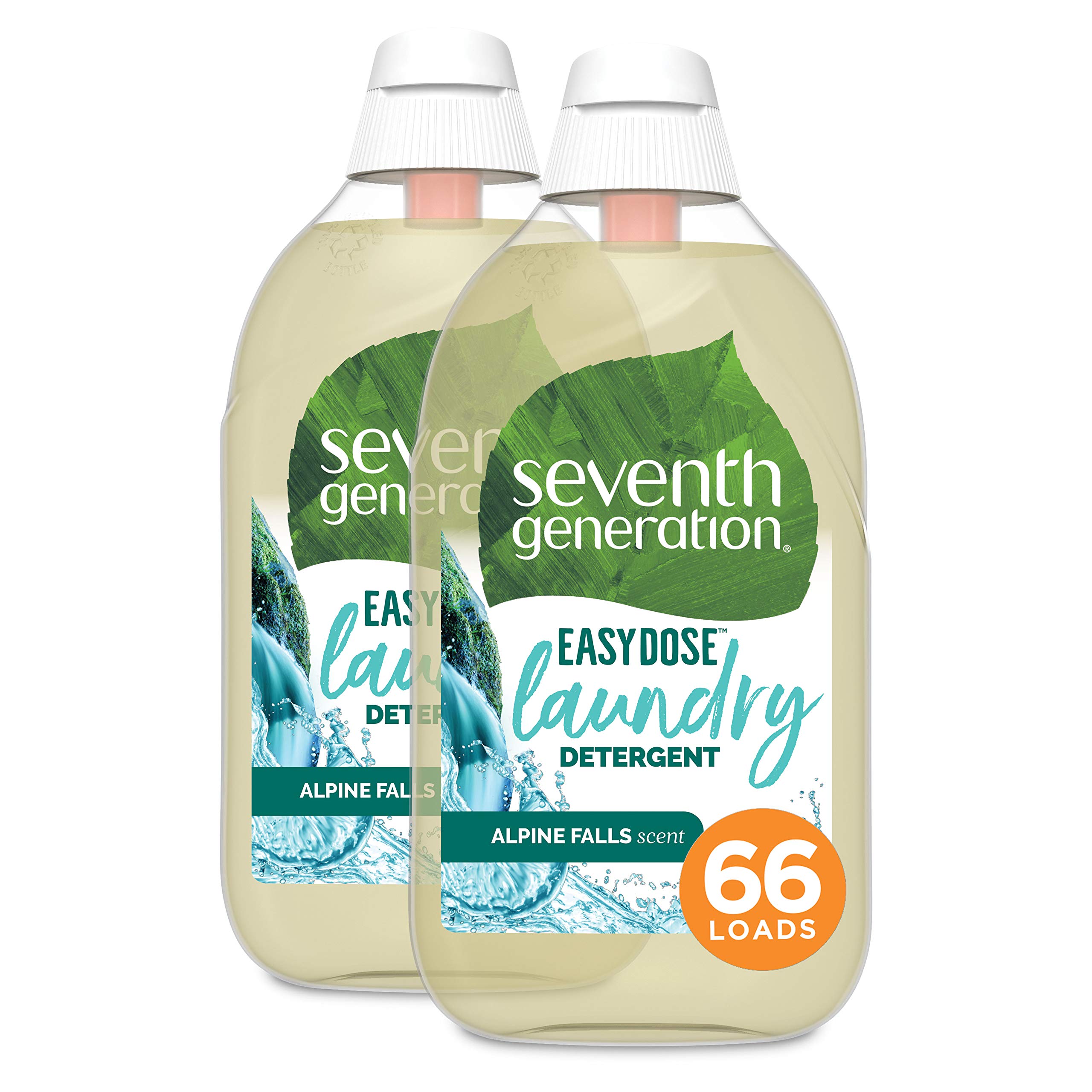 Seventh Generation Laundry Detergent, Ultra Concentrated EasyDose, Alpine Falls, (66 Loads Each), 23.1 Fl Oz, Pack of 2 (Packaging May Vary)