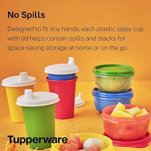 Miniatura 6 de Tupperware Brand Bell - Vasos y sellos – 7 oz (6.8 fl oz), aptos para lavavajillas y sin BPA, duraderos, antigoteo con tapa para edades de 6 a 24