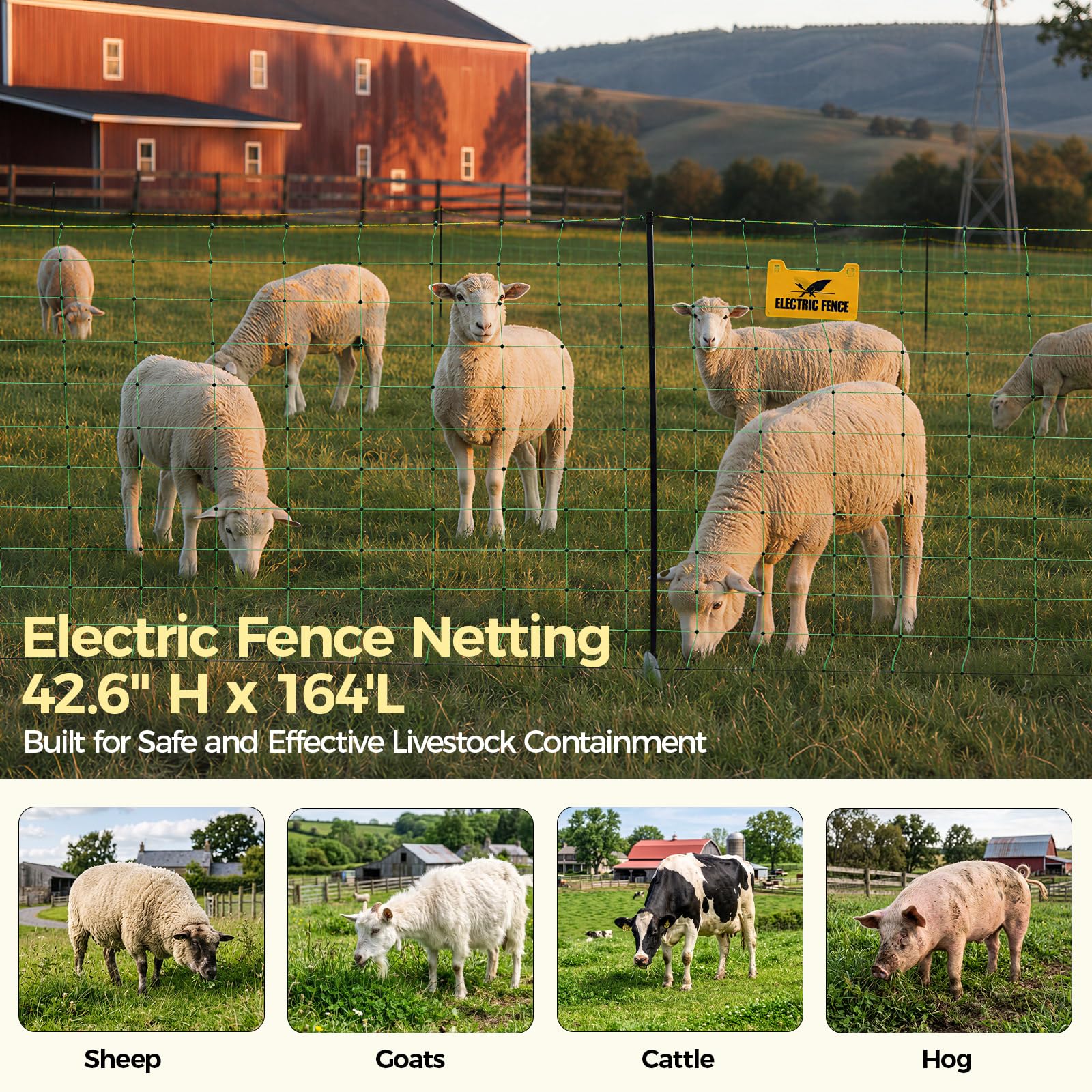 Rete per pecore 50 m x 108 cm, Recinzione Elettrica