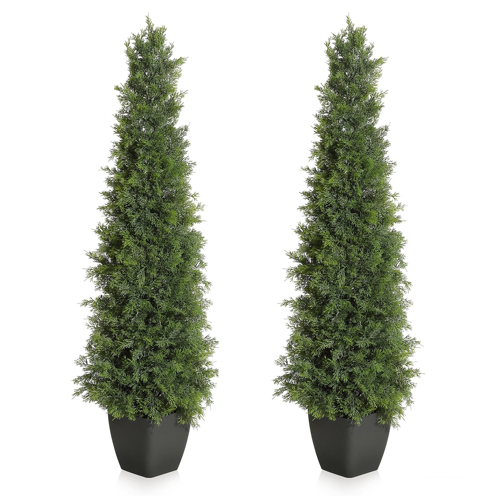 Photo 1 of ***FACTORY SEALED***GarveeHome Artificial Cedar Topiary Tree for Christmas Outdoor, 48 in Tall Faux Cedar Trees, Potted Fake Cypress Plant, Artificial Plants Indoor Outdoor for Front Porch Decor, Set of 2