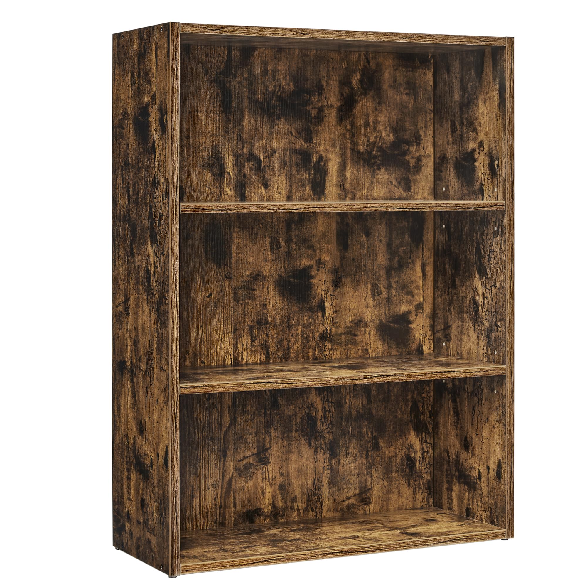 VASAGLE Scaffale a 3 Ripiani, Libreria, Scaffalatura Portaoggetti, Organizzatore con Scomparti, Ripiani Aperti e Regolabili, per Soggiorno, Ufficio, Camera da Letto, Marrone Vintage LBC163X01